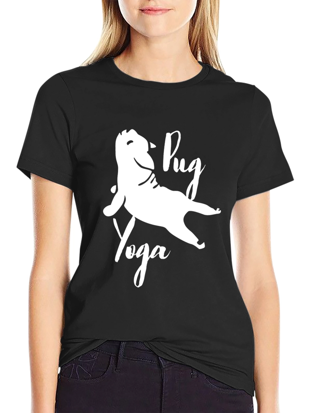Pug Yoga Black Graphic Tee