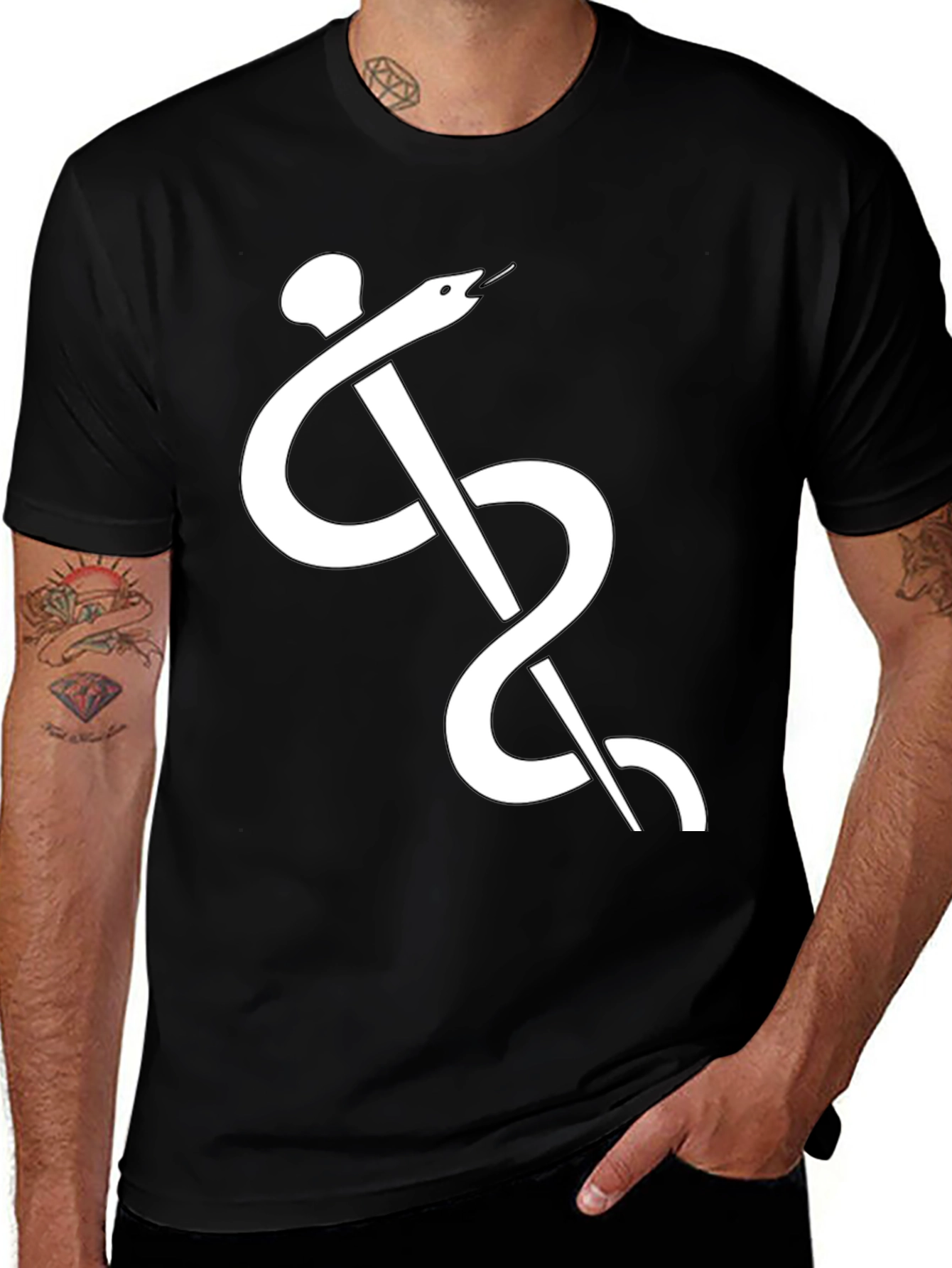 Caduceus Black T-Shirt - Medical Symbol