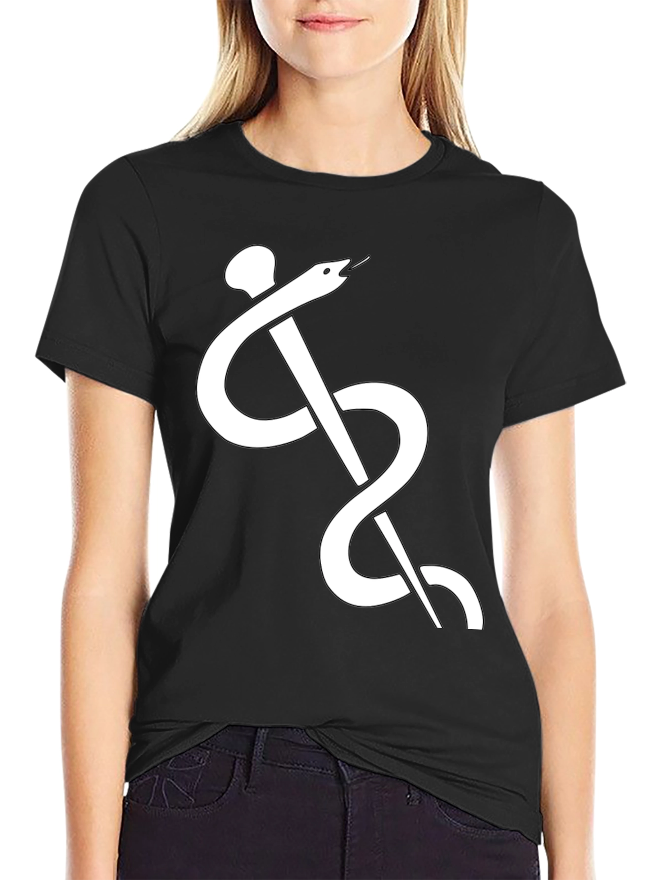 Caduceus Black T-Shirt - Medical Symbol