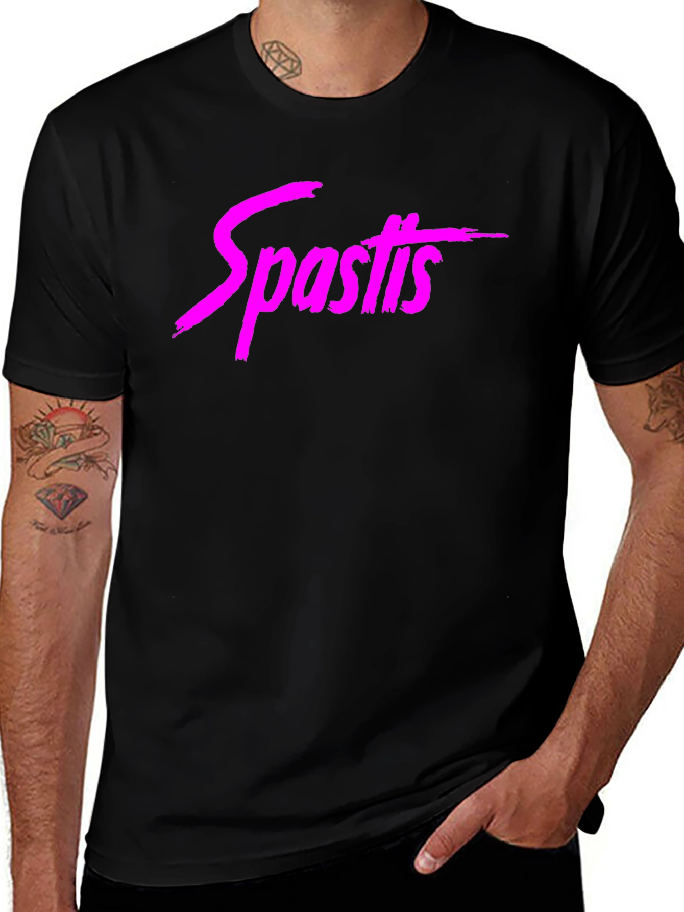 Spastis Graphic T-Shirt - Black Casual Style
