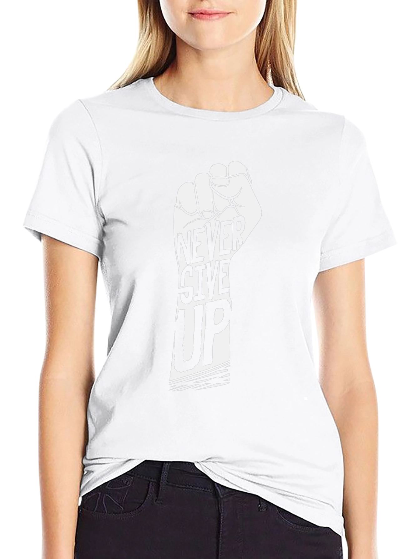 Never Give Up Graphic Tee - Motivational Black T-Shirt