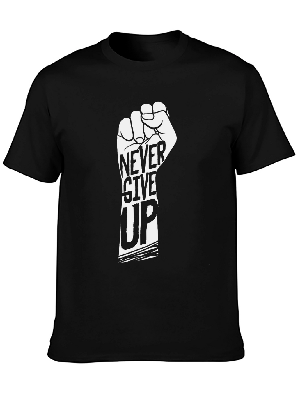 Never Give Up Graphic Tee - Motivational Black T-Shirt