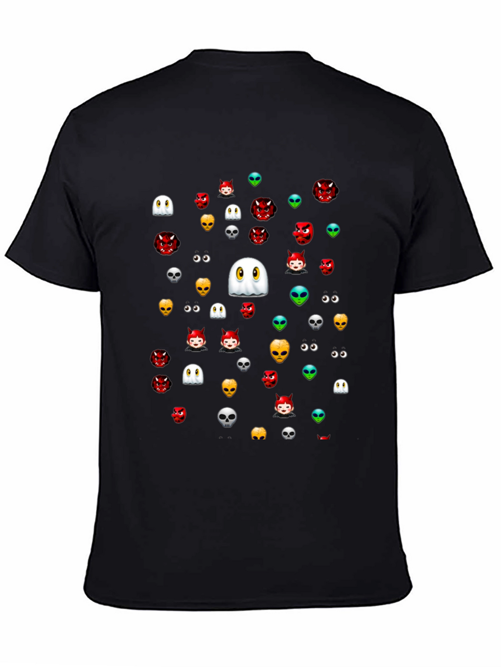 Halloween Emoji Pattern Black T-Shirt
