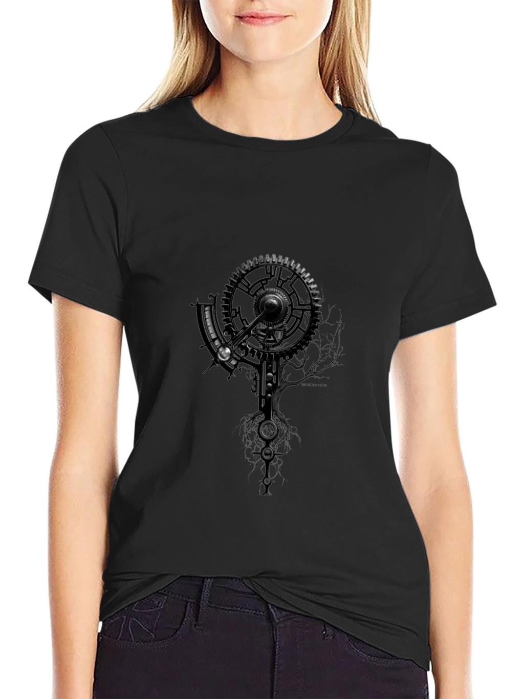 Steampunk Gear Graphic T-Shirt - Black