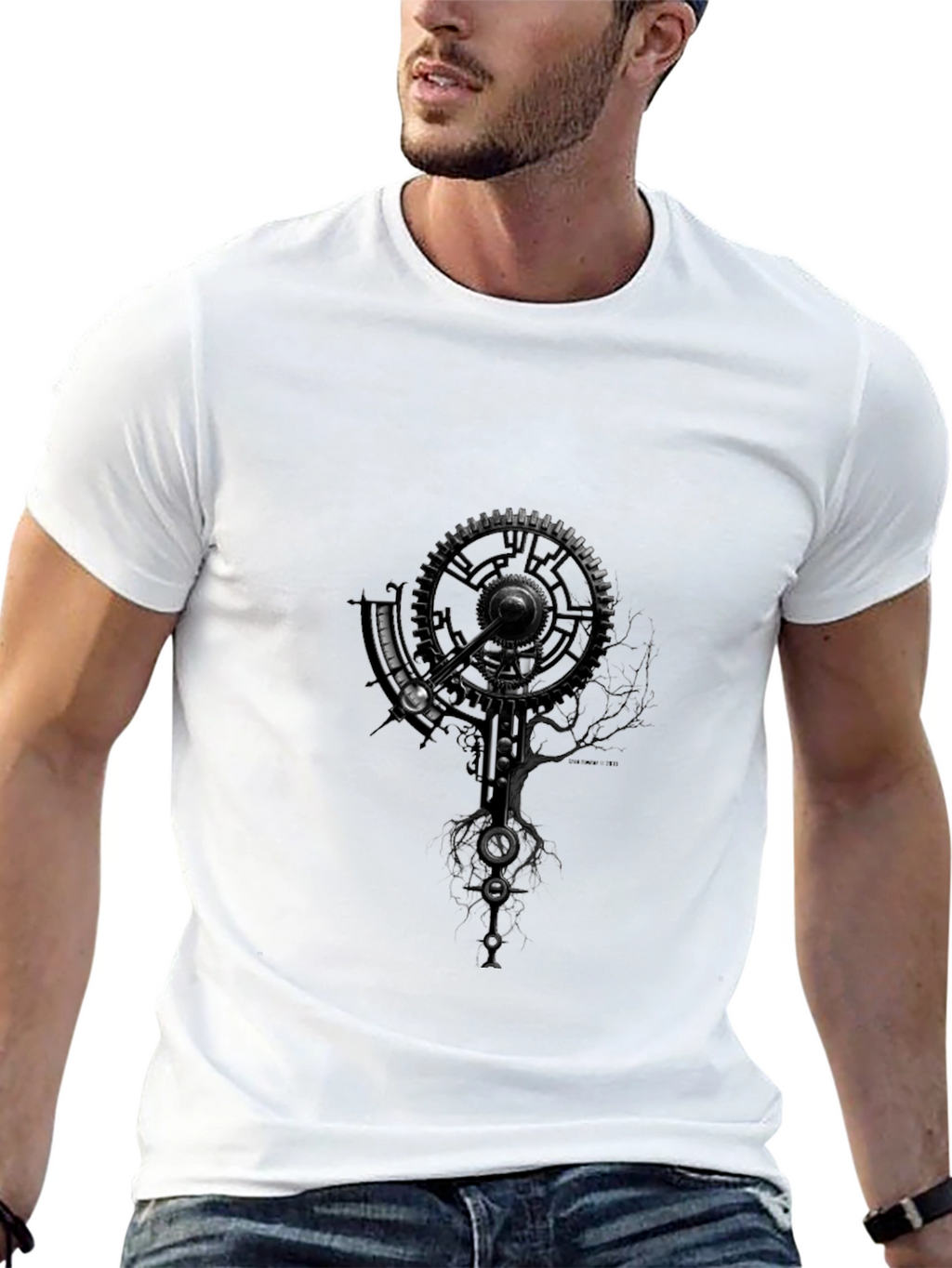 Steampunk Gear Graphic T-Shirt - Black