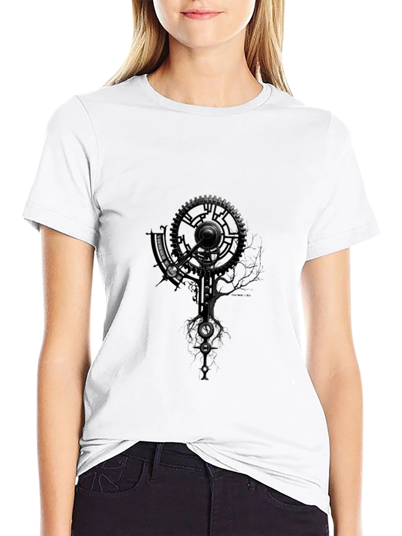 Steampunk Gear Graphic T-Shirt - Black