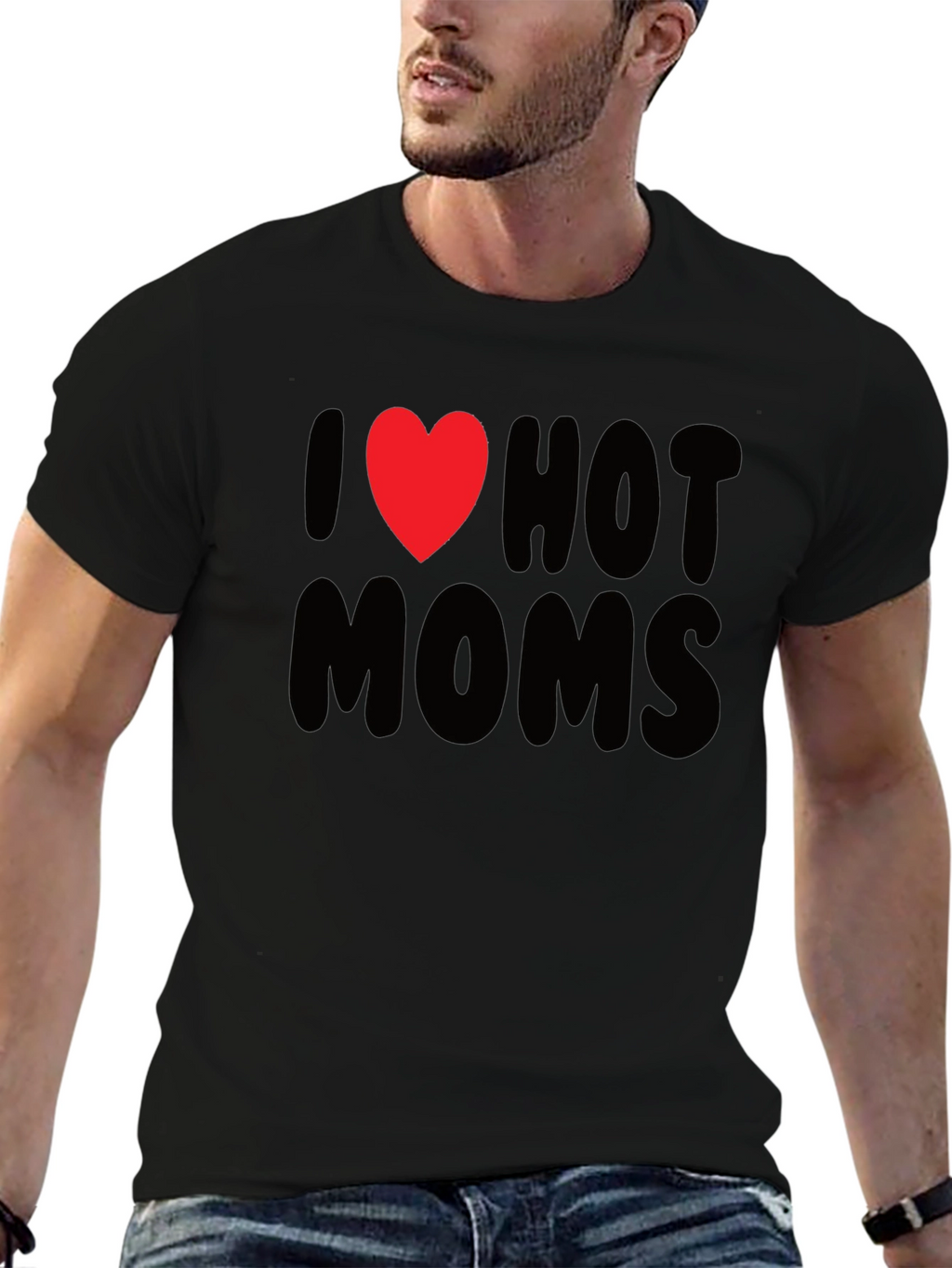 I Heart Hot Moms Graphic Tee - Black T-Shirt