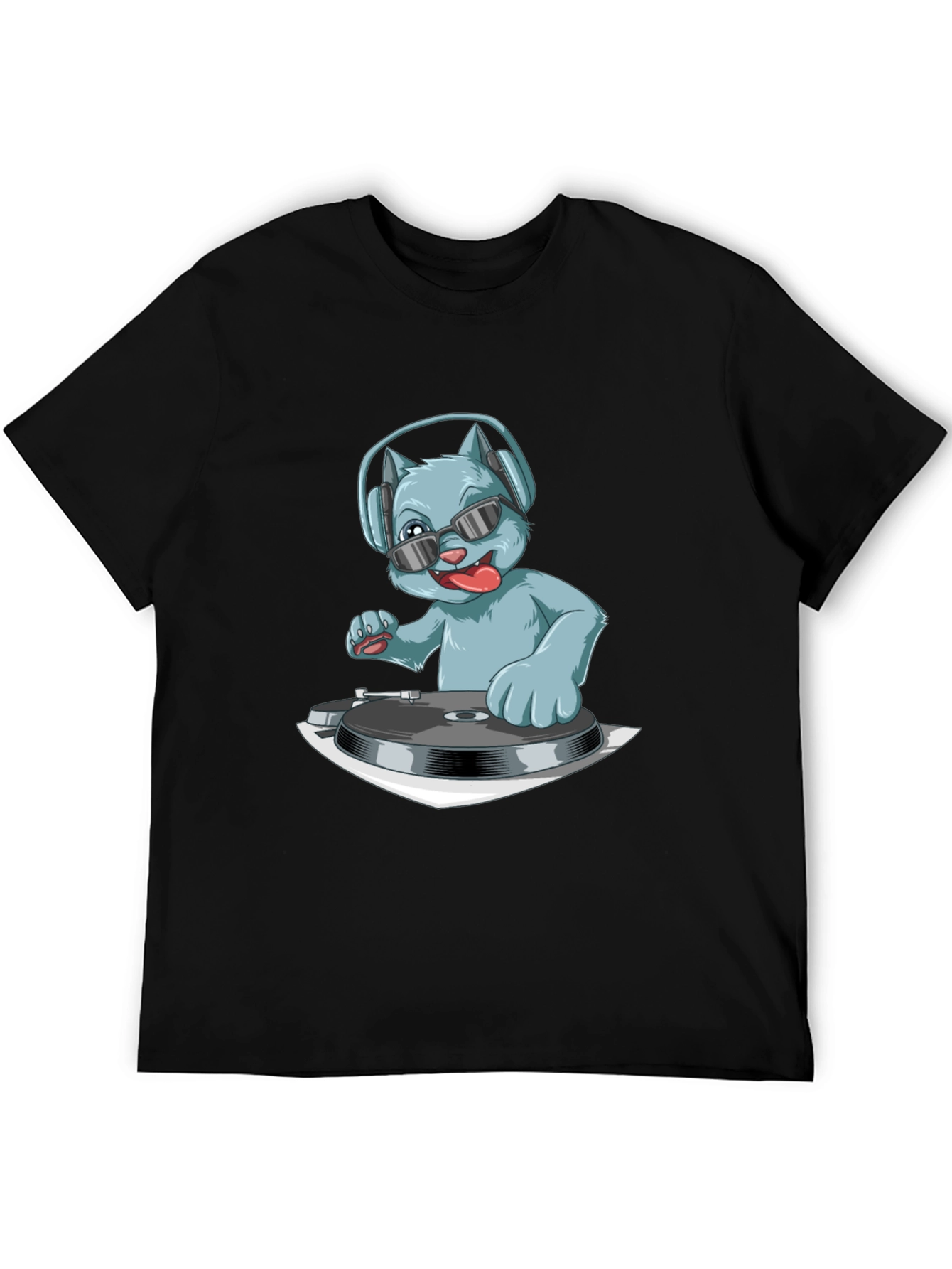 DJ Cat T-Shirt - Cool Cat Wearing Headphones Graphic Tee
