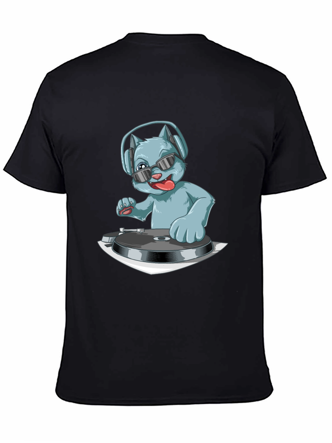 DJ Cat T-Shirt - Cool Cat Wearing Headphones Graphic Tee