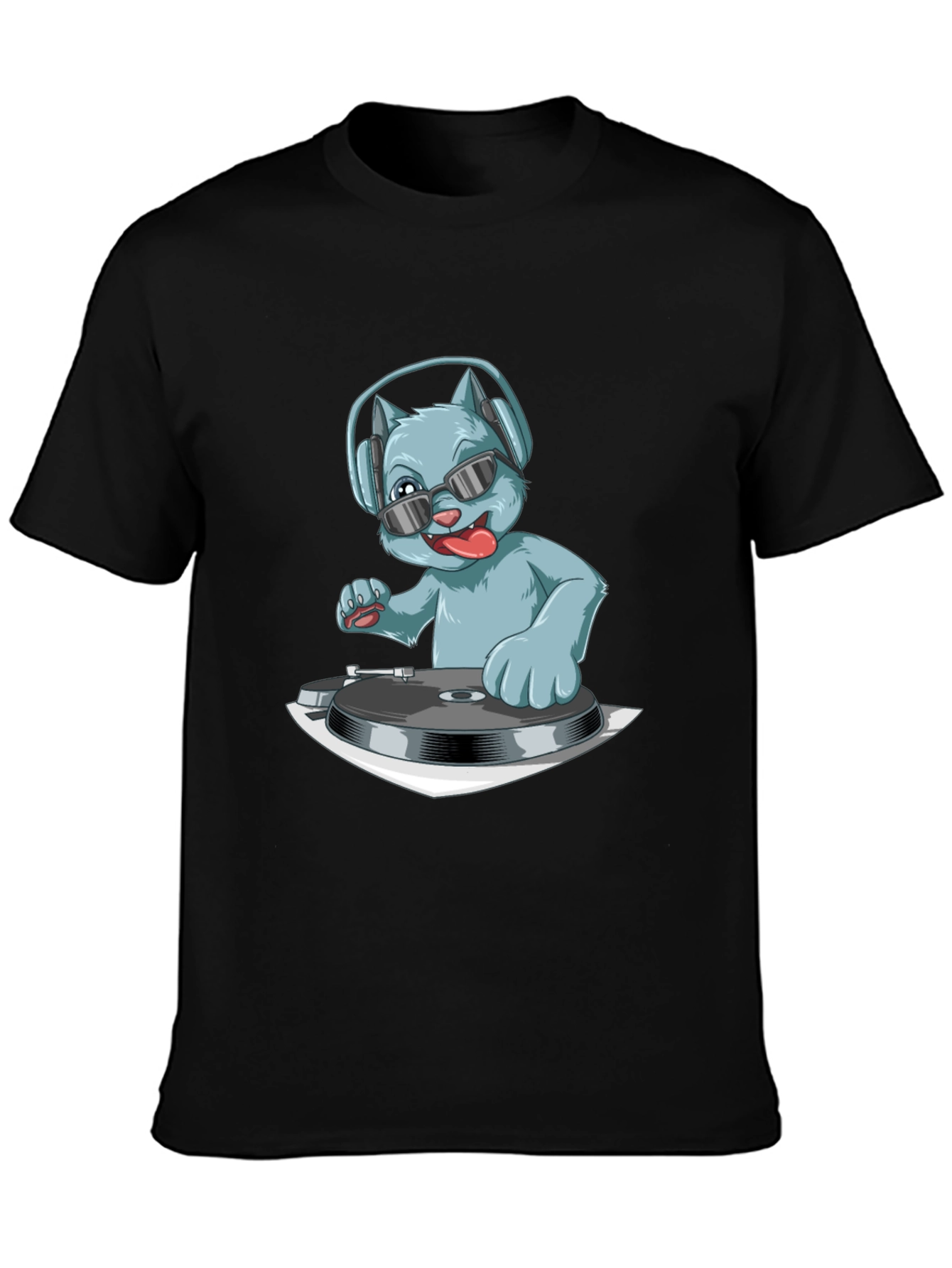 DJ Cat T-Shirt - Cool Cat Wearing Headphones Graphic Tee
