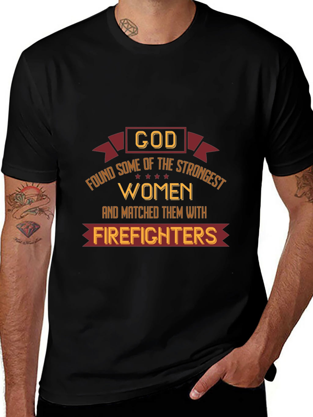 Strong Women Firefighter Tee - Black Graphic T-Shirt