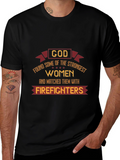 Strong Women Firefighter Tee - Black Graphic T-Shirt