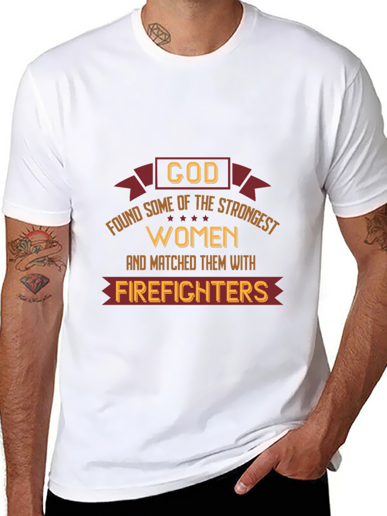 Strong Women Firefighter Tee - Black Graphic T-Shirt