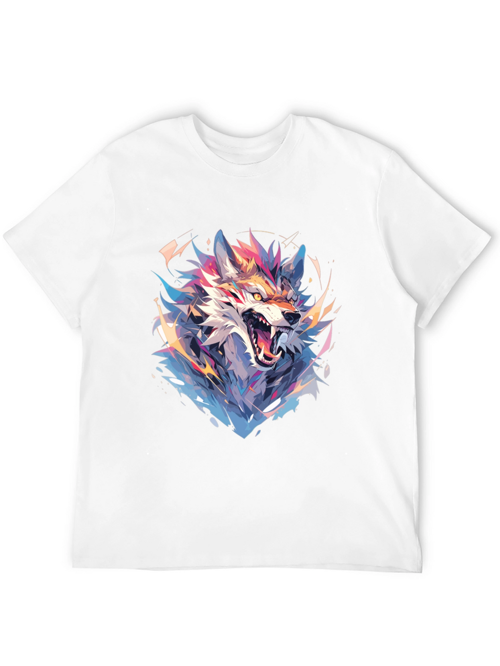 Geometric Wolf Graphic Black T-Shirt