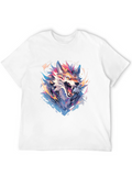 Geometric Wolf Graphic Black T-Shirt
