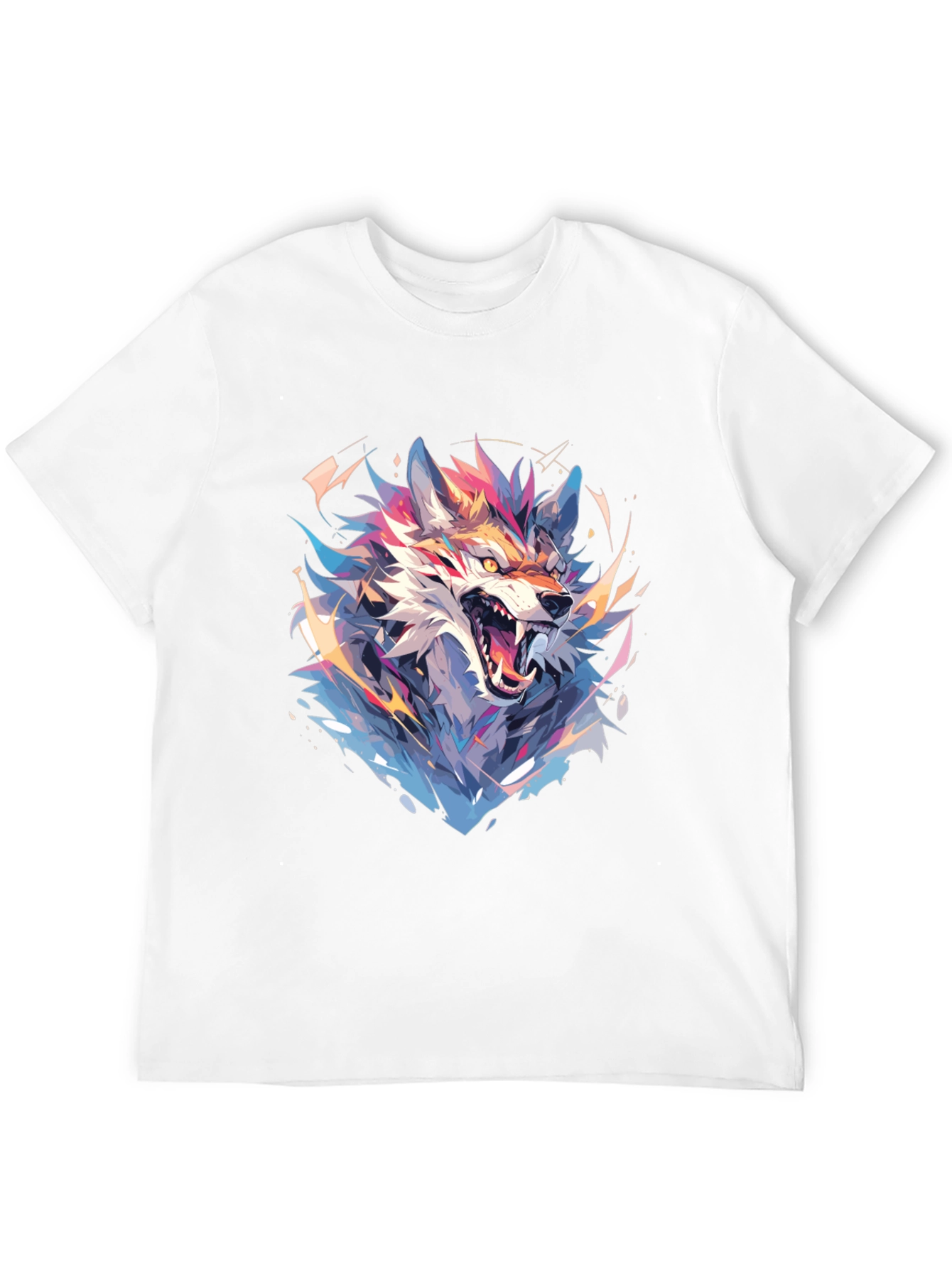 Geometric Wolf Graphic Black T-Shirt