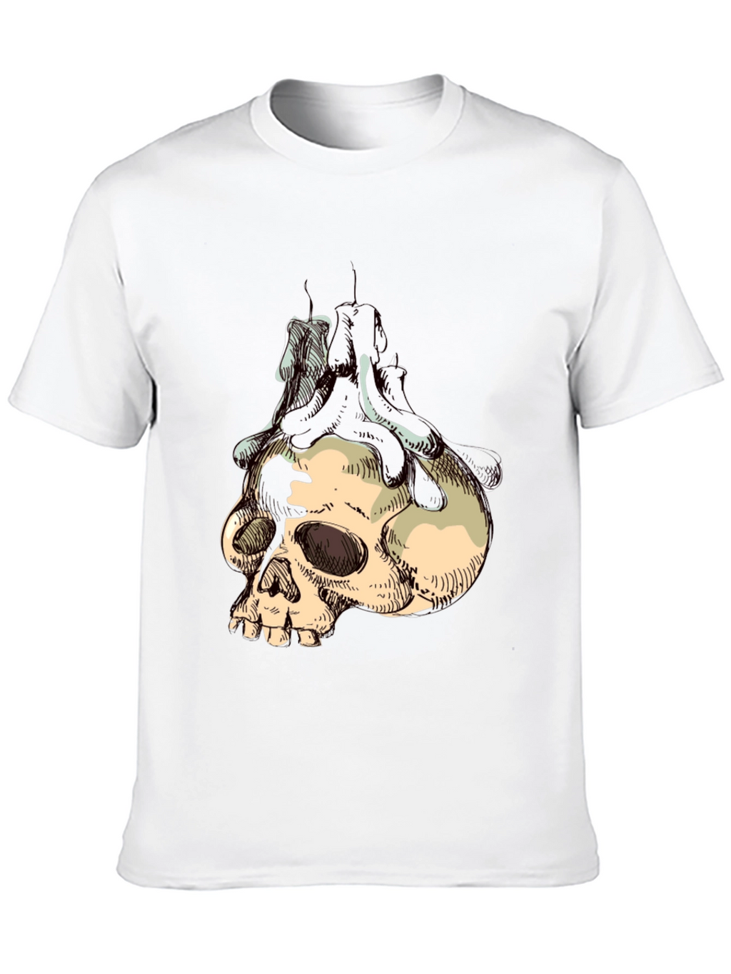 Skull & Candle Graphic T-Shirt - Gothic Style