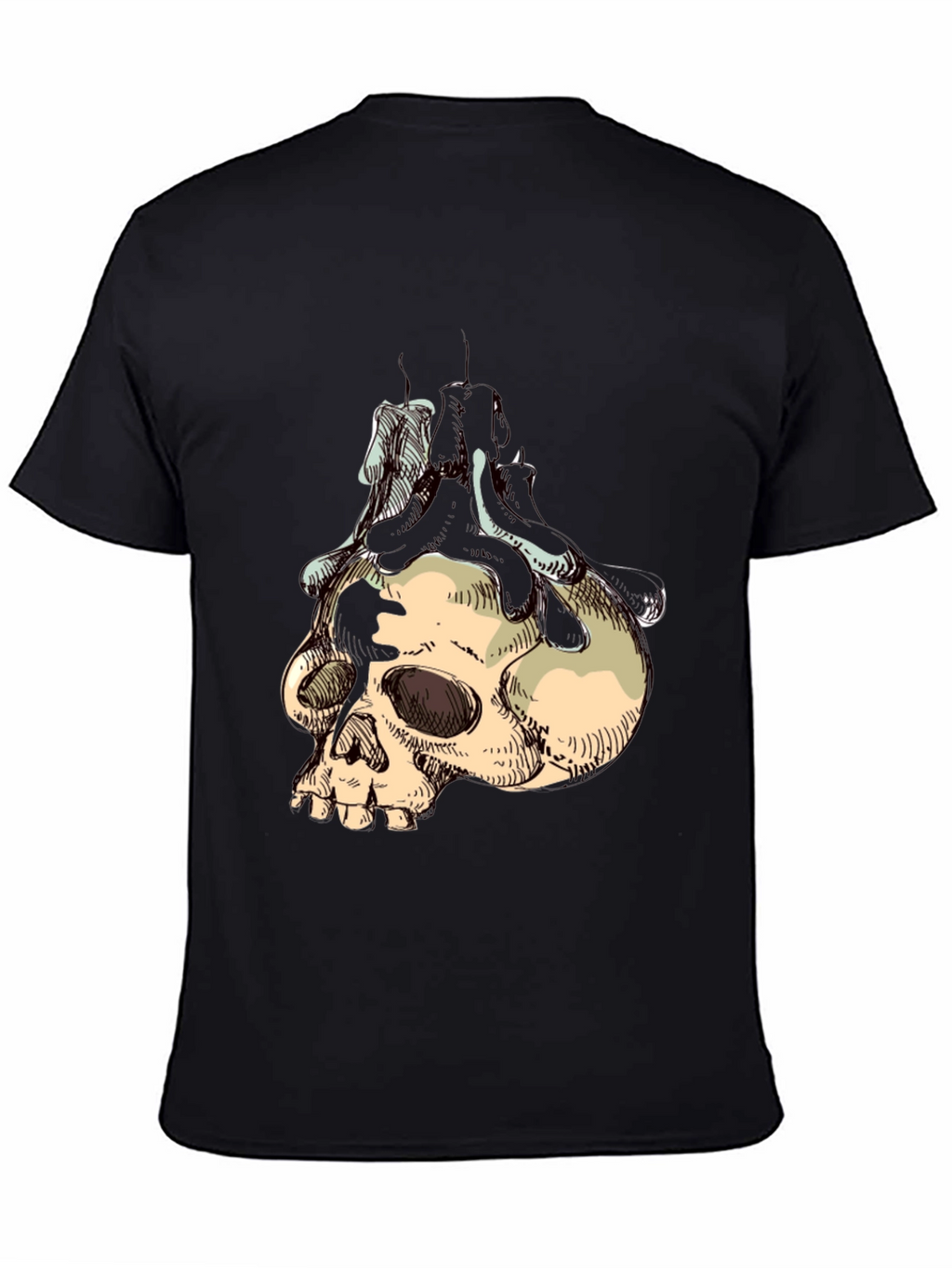 Skull & Candle Graphic T-Shirt - Gothic Style