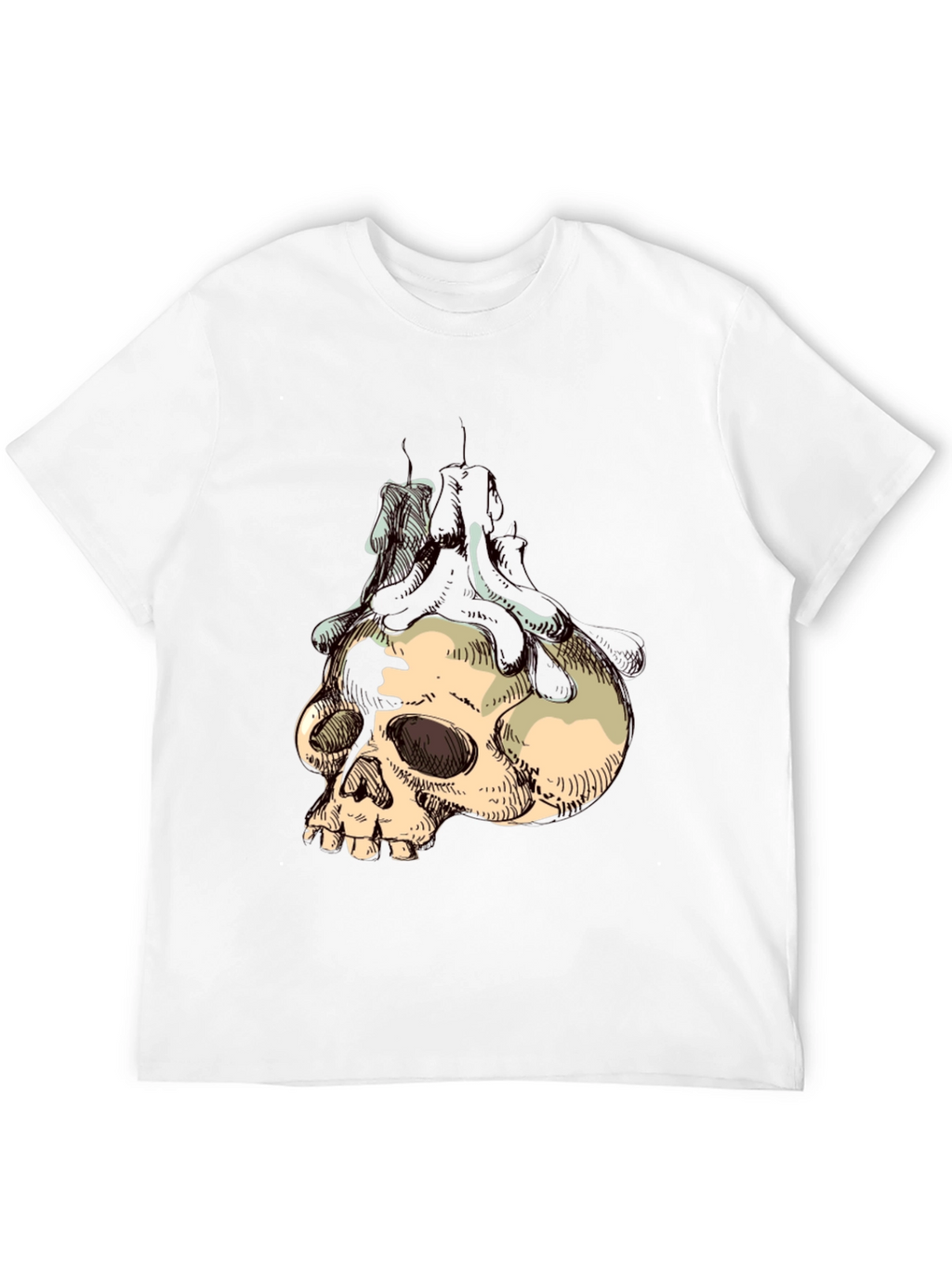 Skull & Candle Graphic T-Shirt - Gothic Style