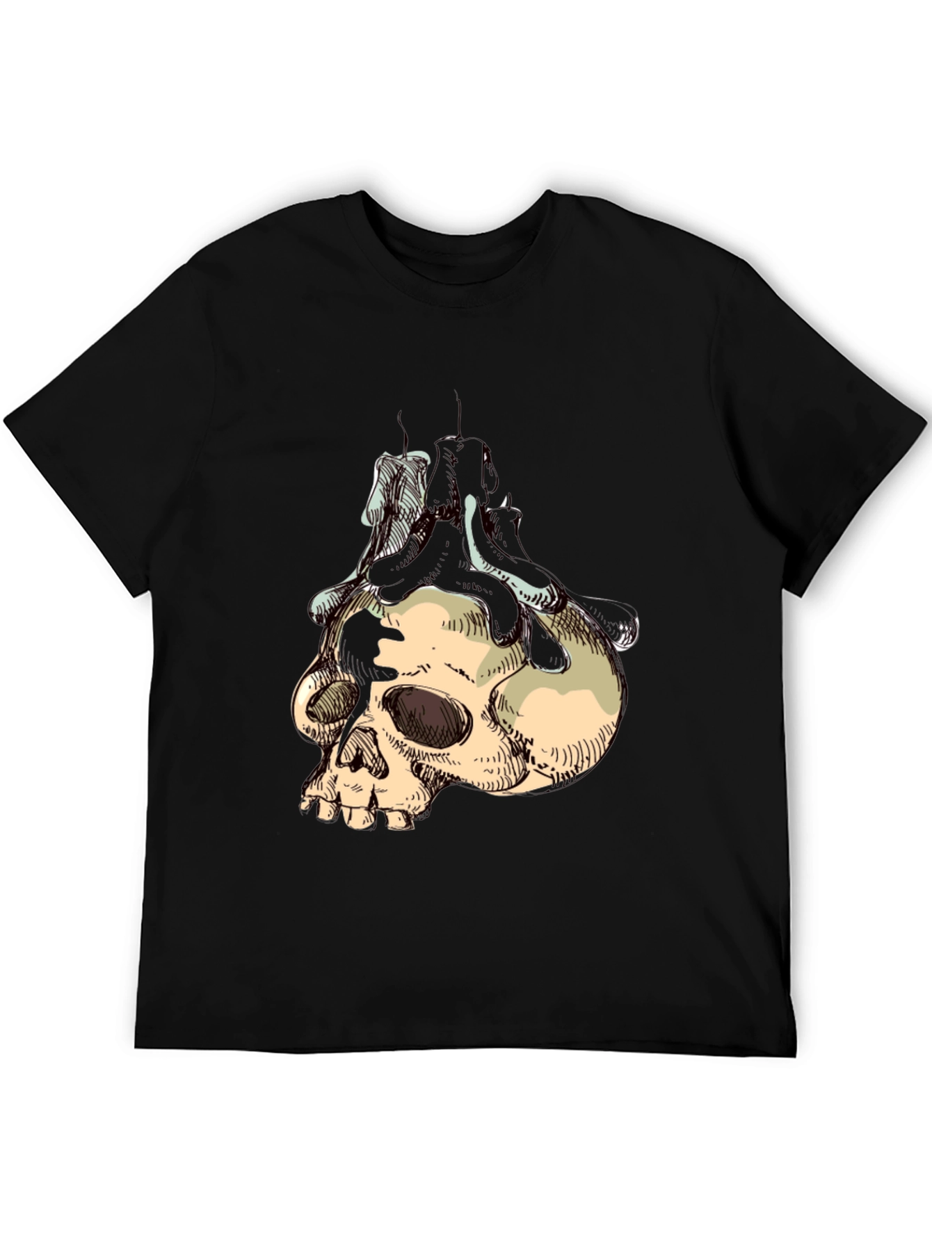 Skull & Candle Graphic T-Shirt - Gothic Style