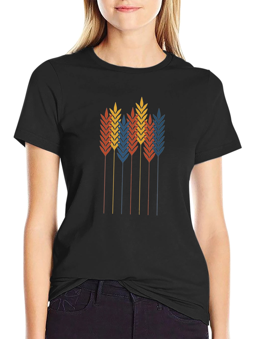 Wheat Graphic Black T-Shirt - Stylish Retro Design