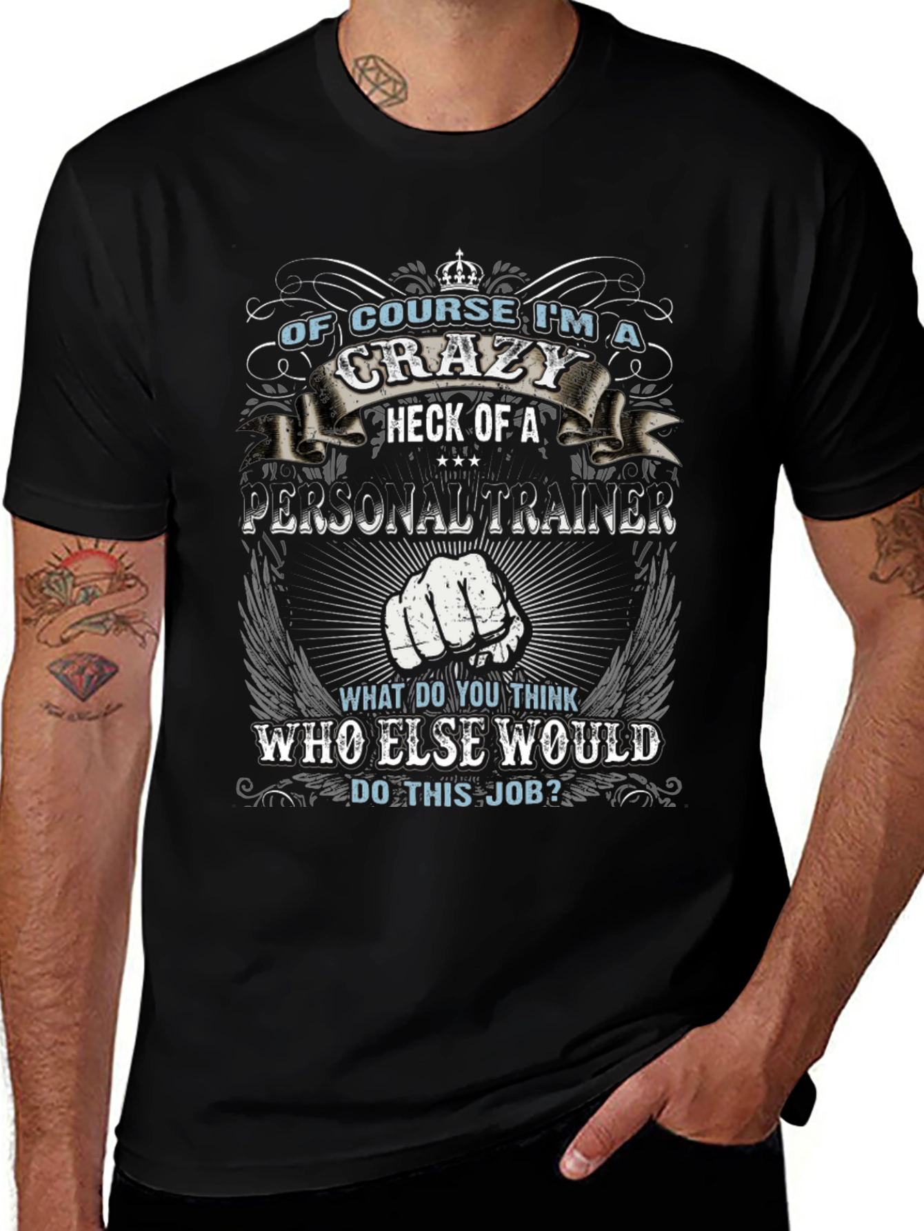 Crazy Personal Trainer Black Graphic T-Shirt
