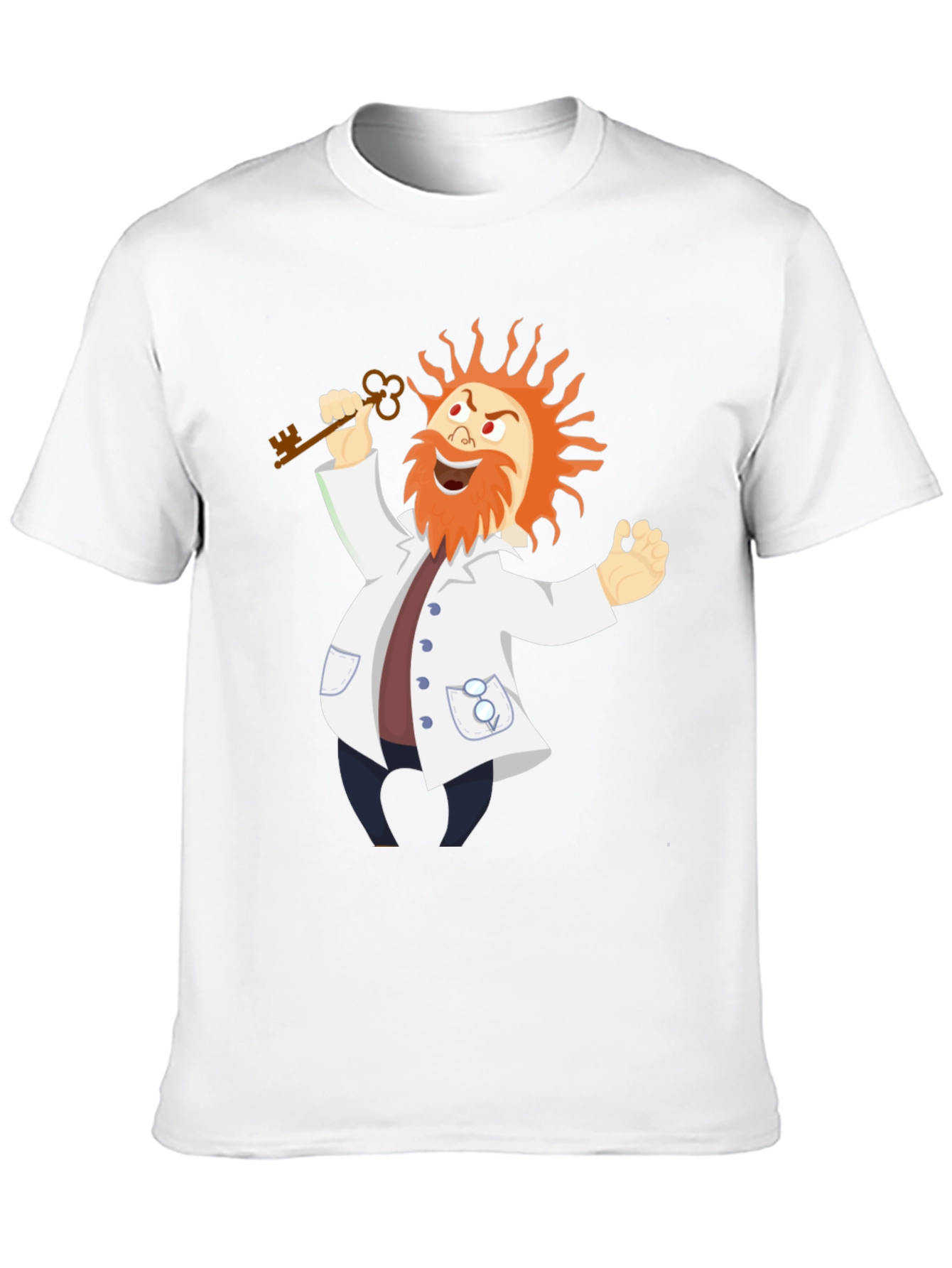 Mad Scientist Cartoon Graphic Black T-Shirt