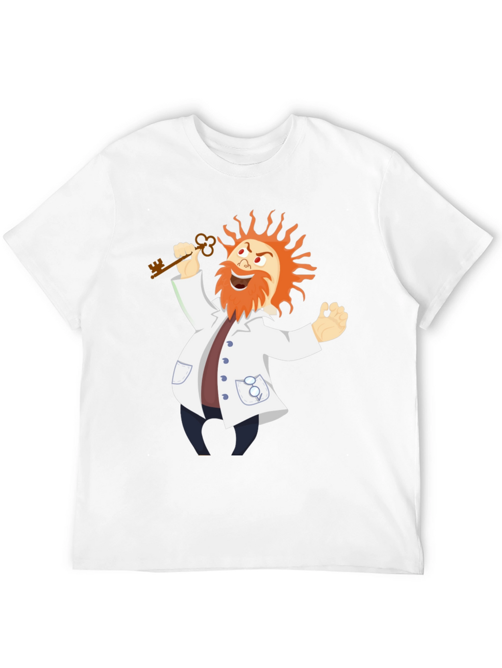 Mad Scientist Cartoon Graphic Black T-Shirt