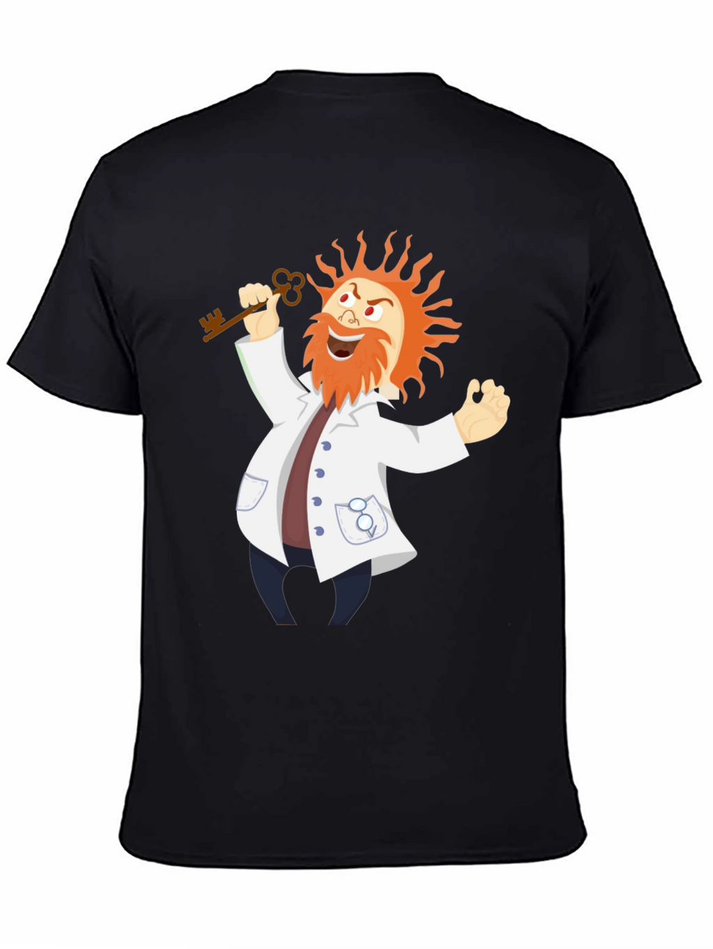 Mad Scientist Cartoon Graphic Black T-Shirt