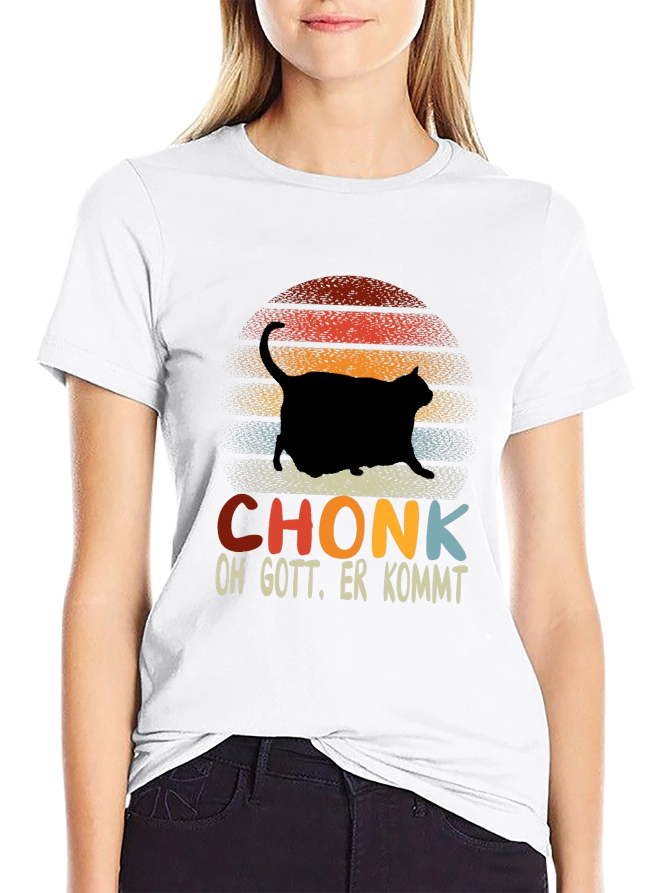 Chonk Cat T-Shirt - Oh Gott Er Kommt! Retro Style
