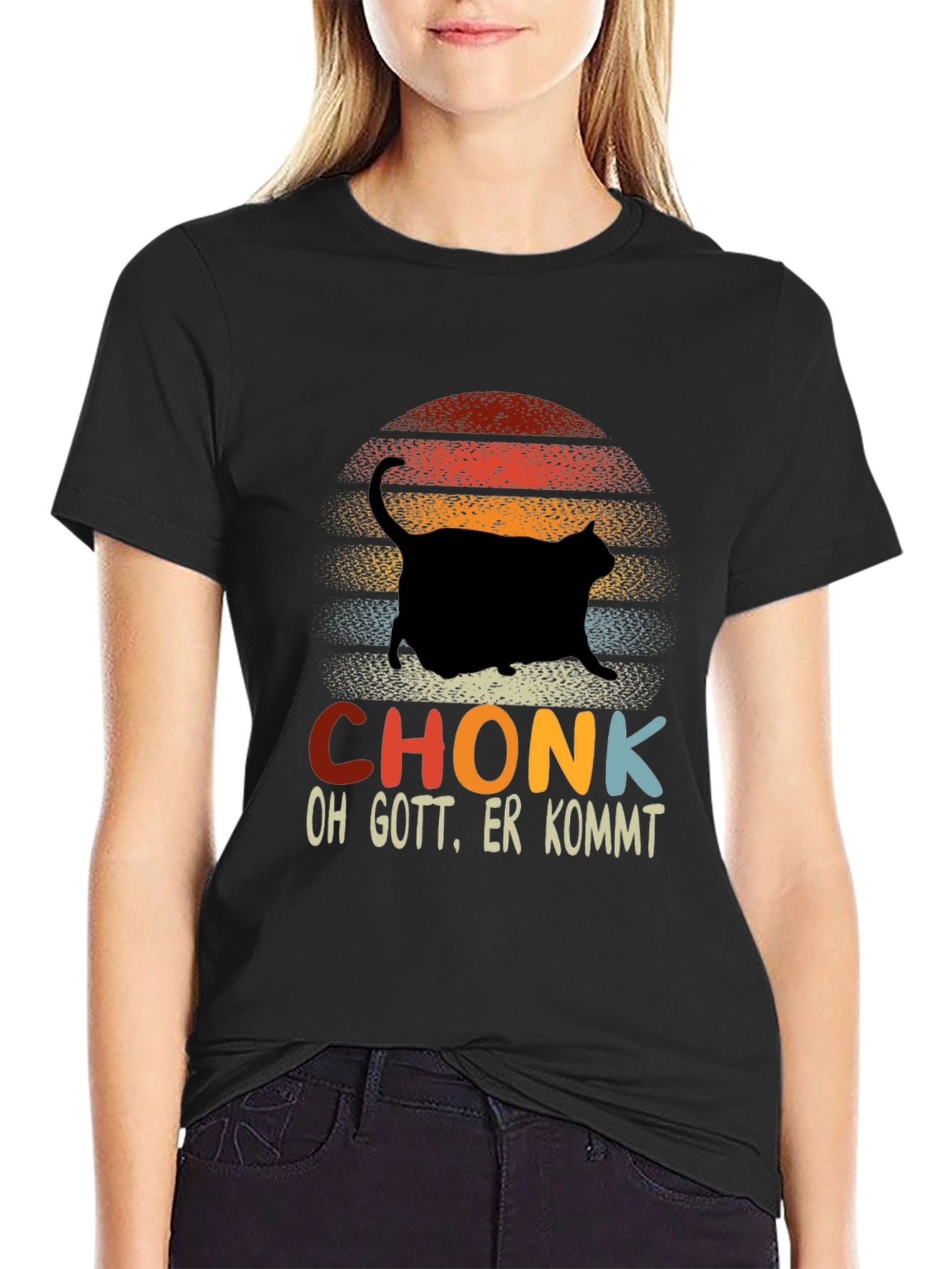 Chonk Cat T-Shirt - Oh Gott Er Kommt! Retro Style