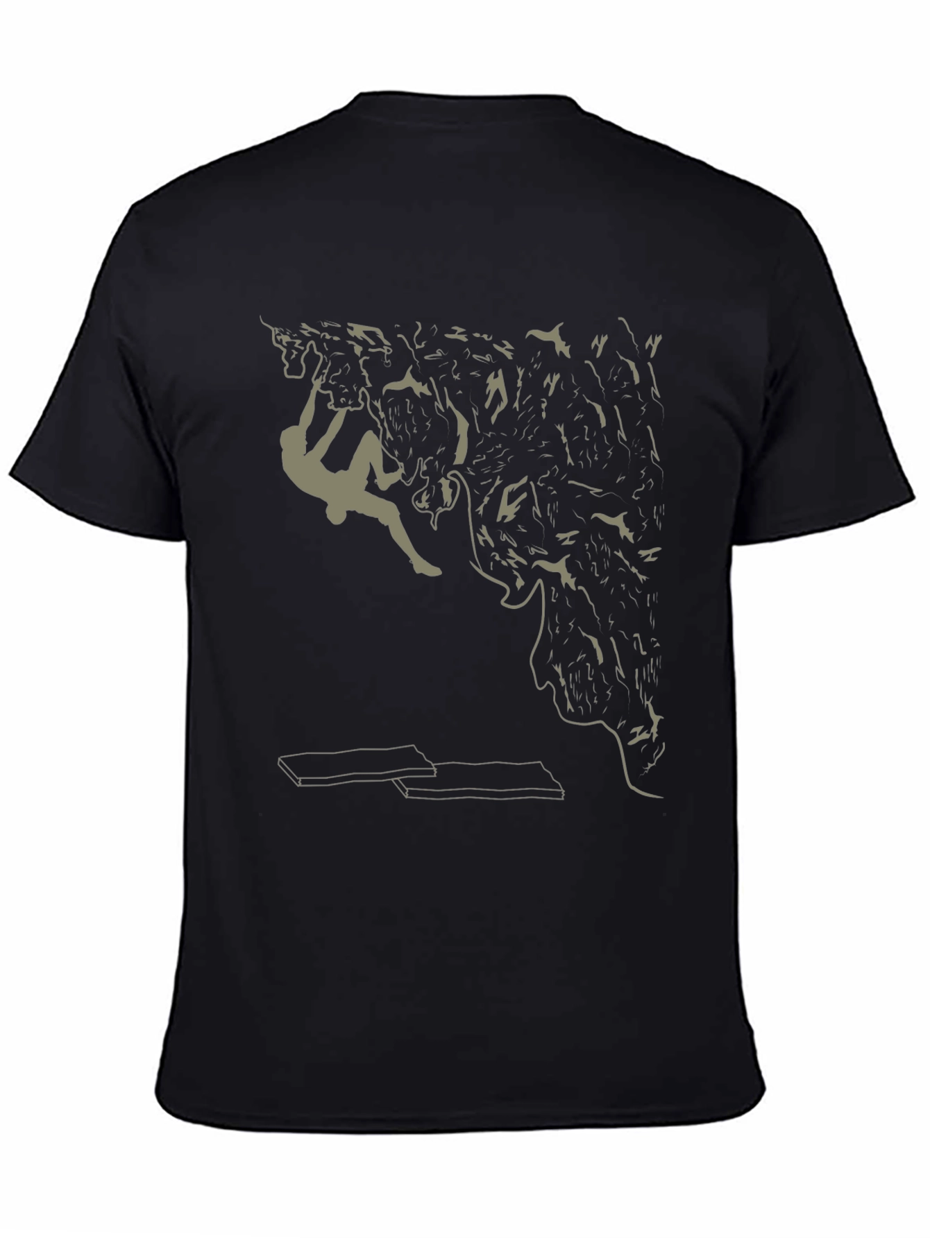 Climbing Graphic Tee - Black Cotton T-Shirt