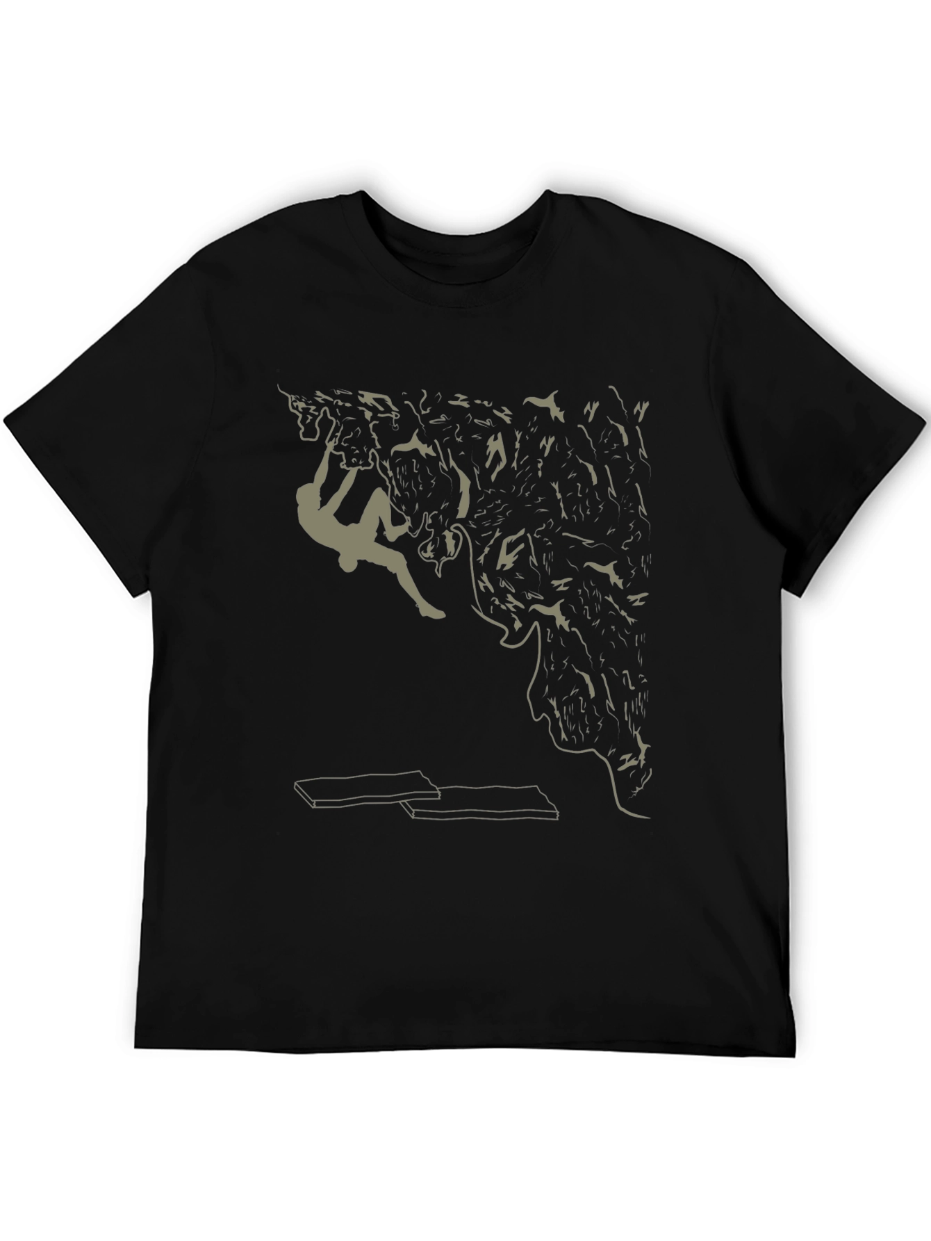 Climbing Graphic Tee - Black Cotton T-Shirt
