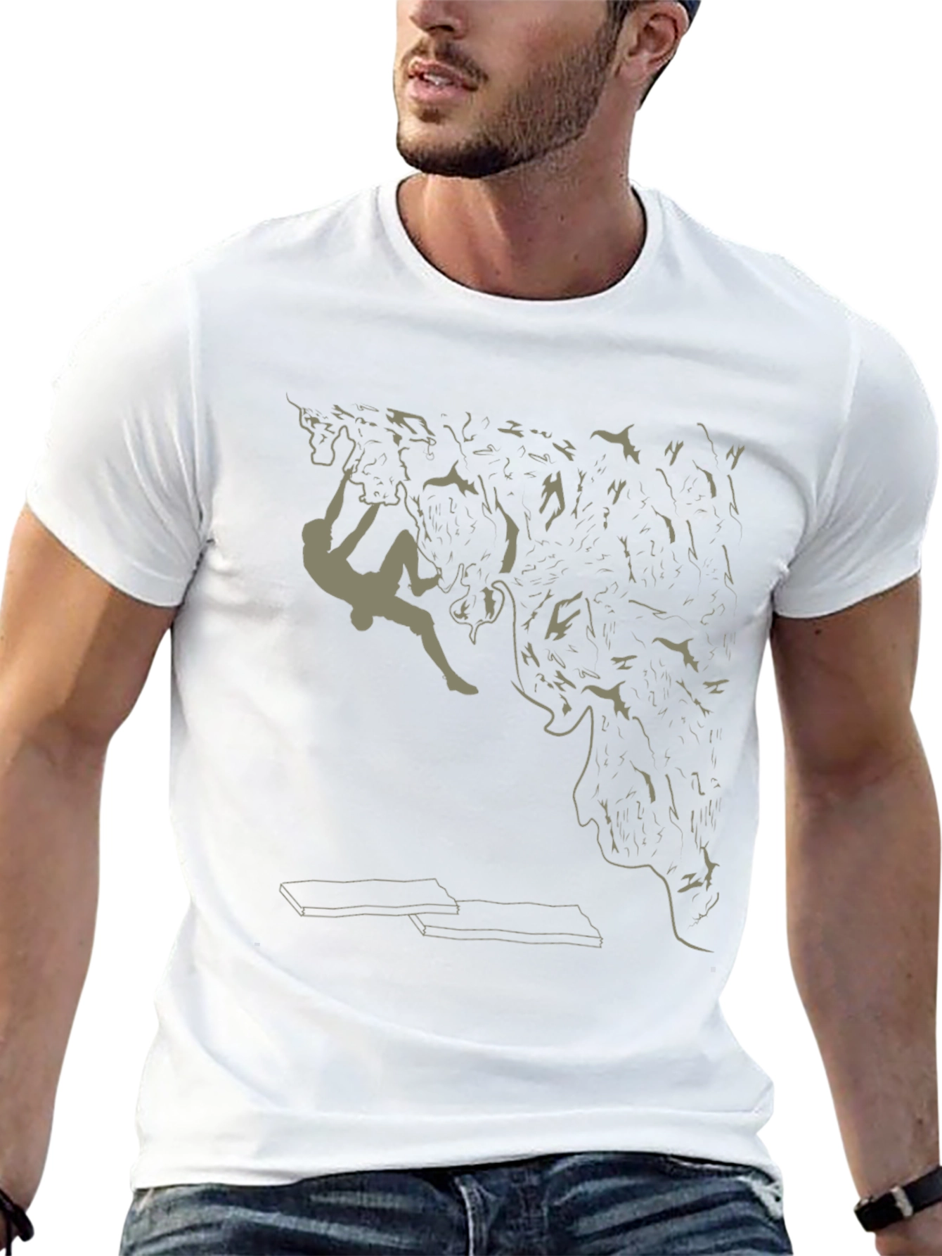 Climbing Graphic Tee - Black Cotton T-Shirt
