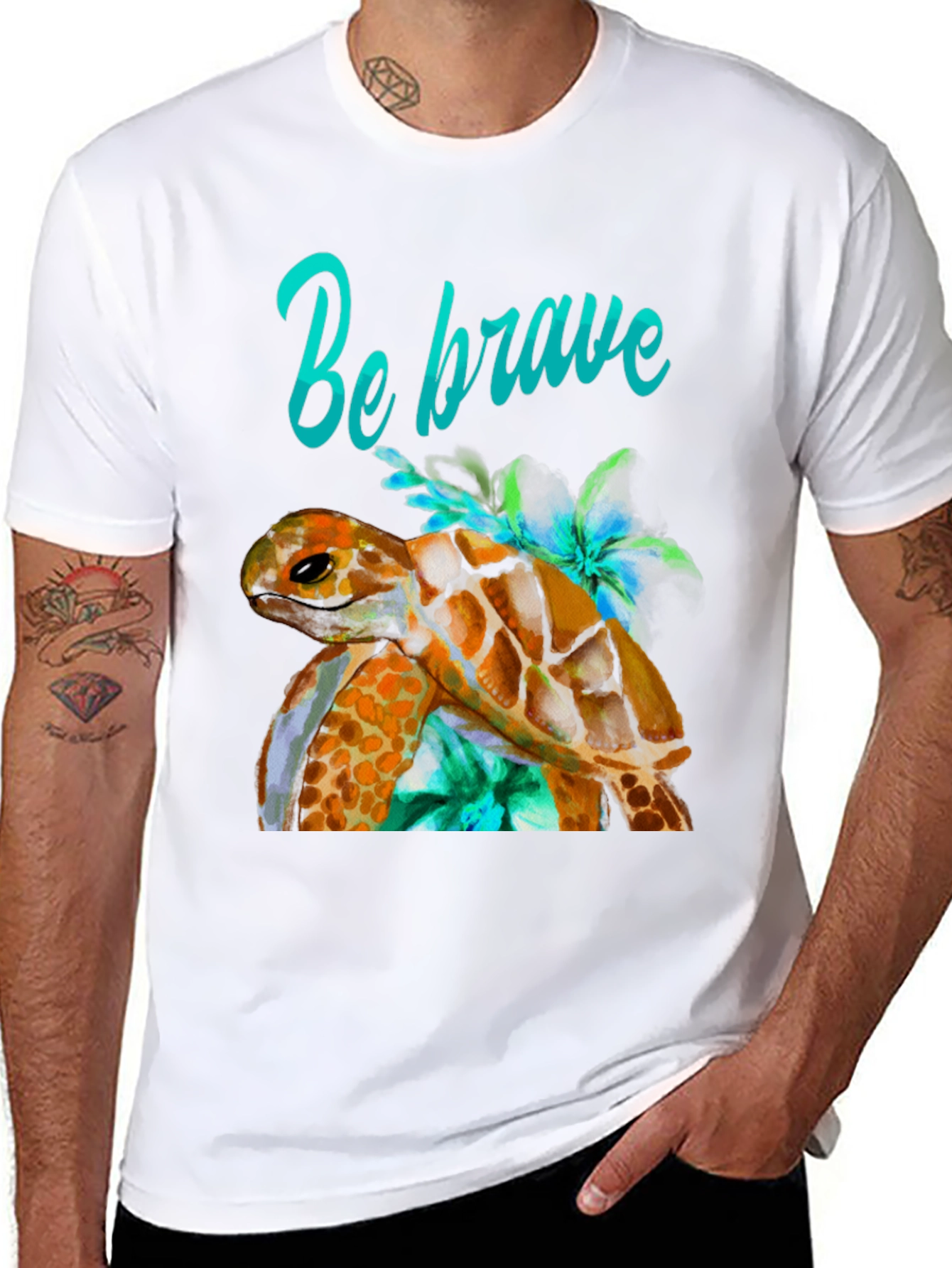 Be Brave Turtle Graphic T-Shirt