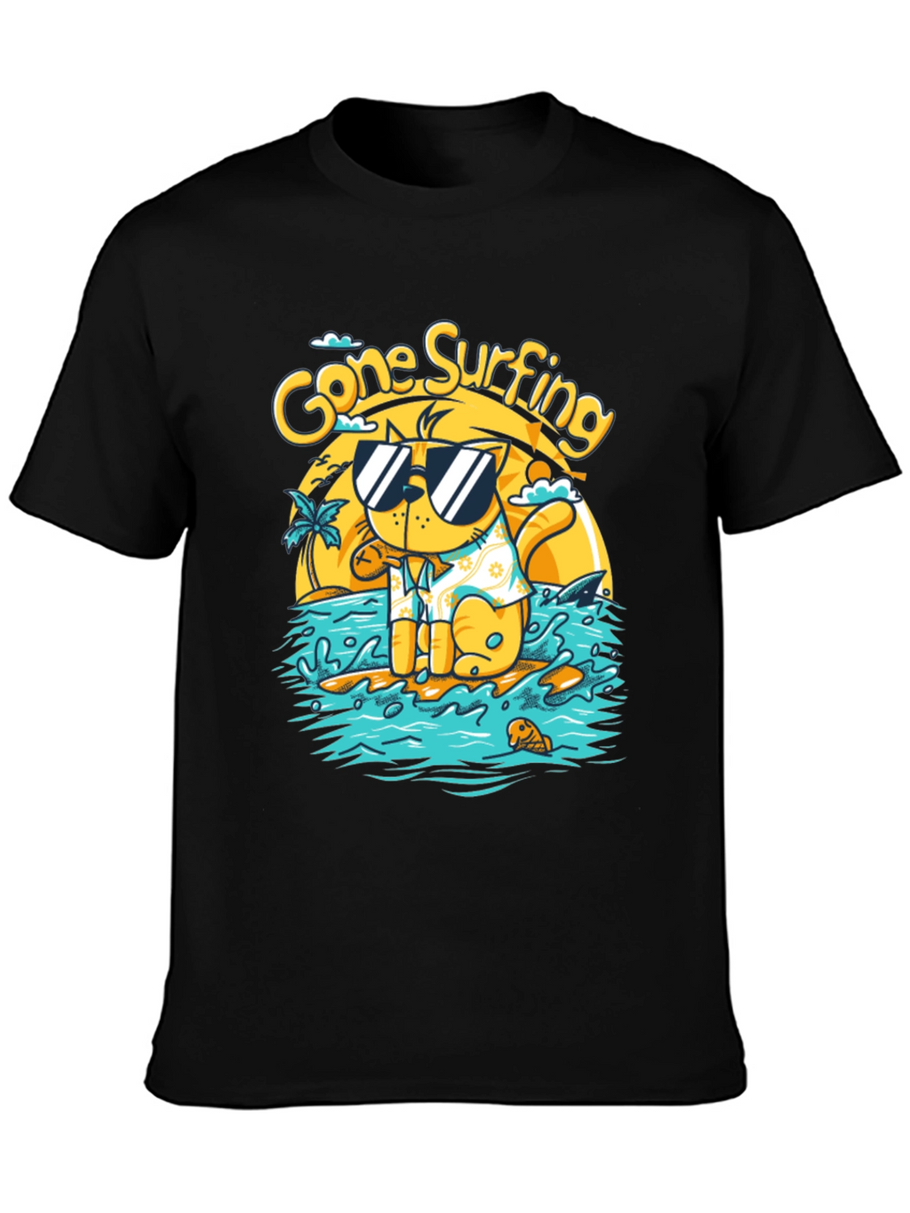 Gone Surfing Cat Graphic Tee