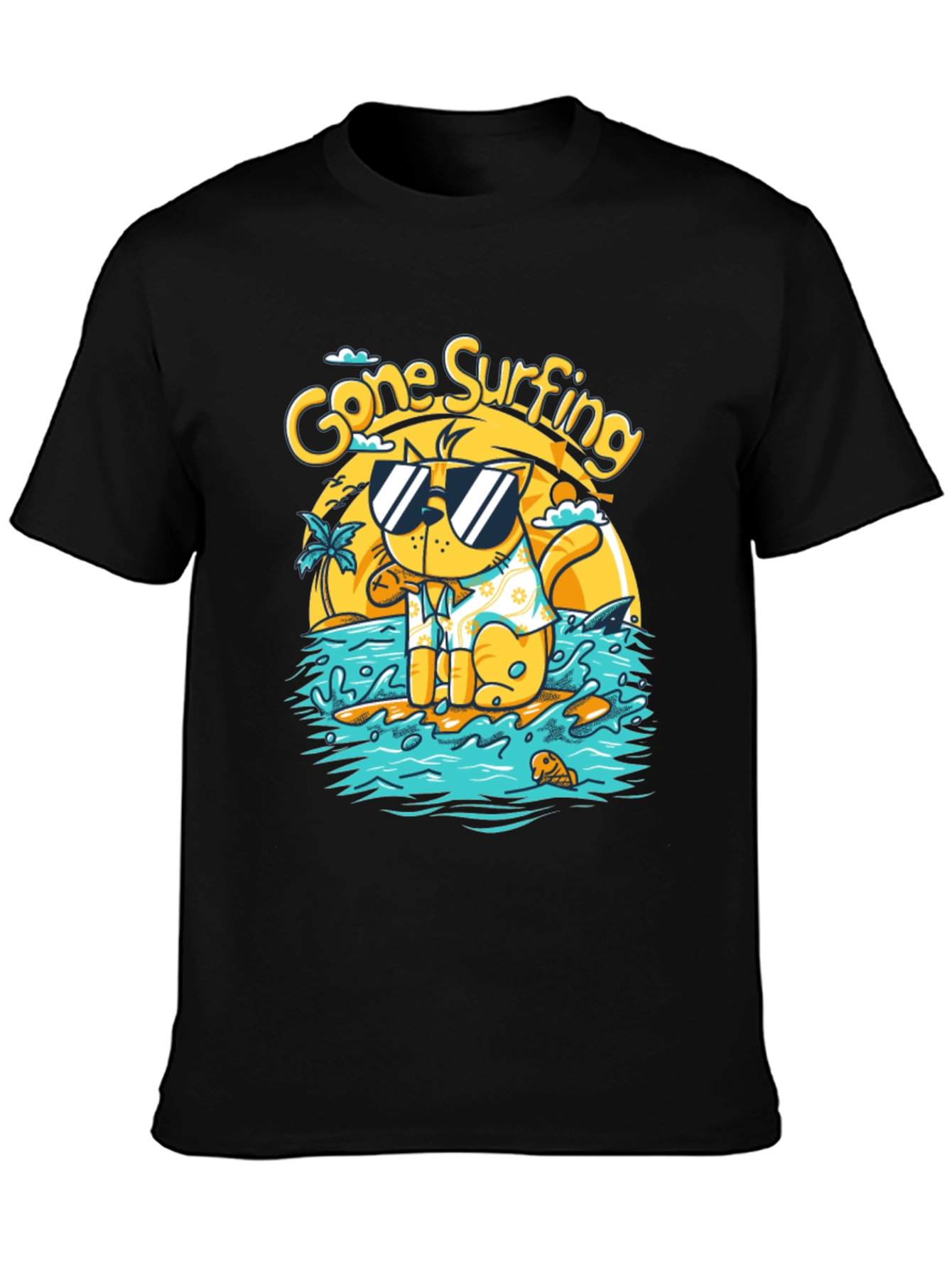 Gone Surfing Cat Graphic Tee