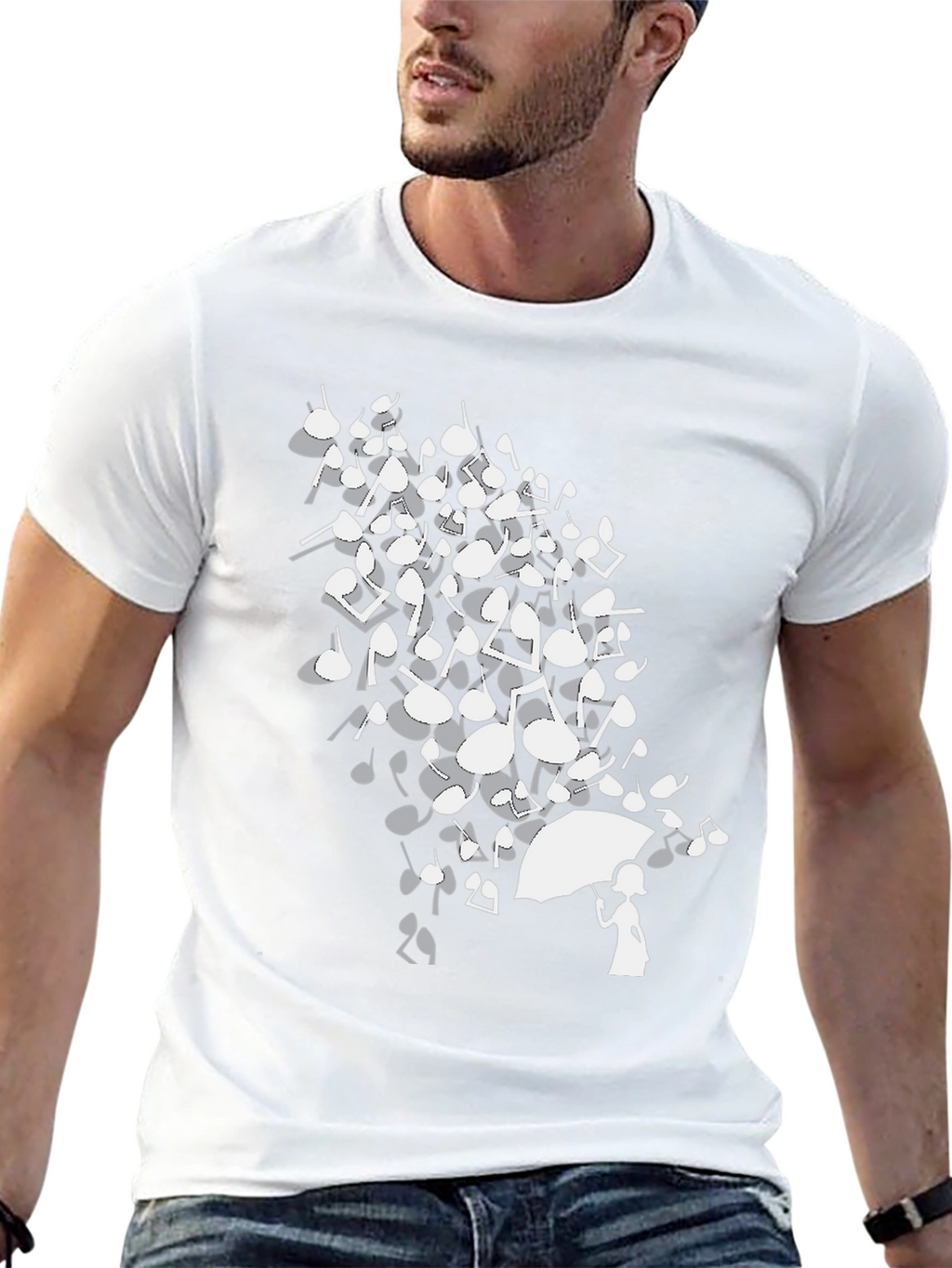 Musical Notes Umbrella Graphic T-Shirt
