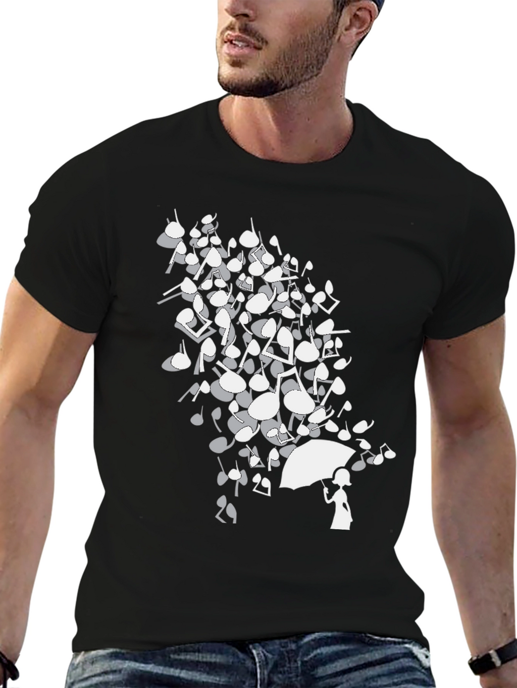 Musical Notes Umbrella Graphic T-Shirt