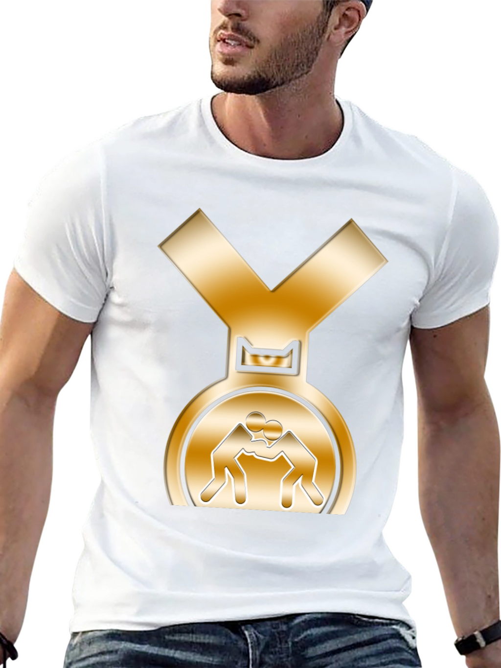 Wrestling Gold Medal Graphic Tee - Black