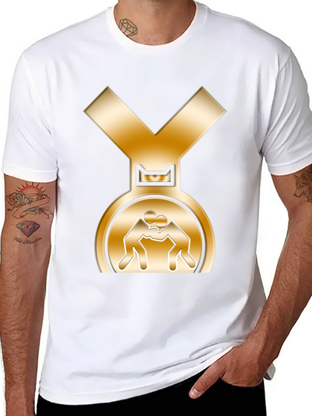 Wrestling Gold Medal Graphic Tee - Black