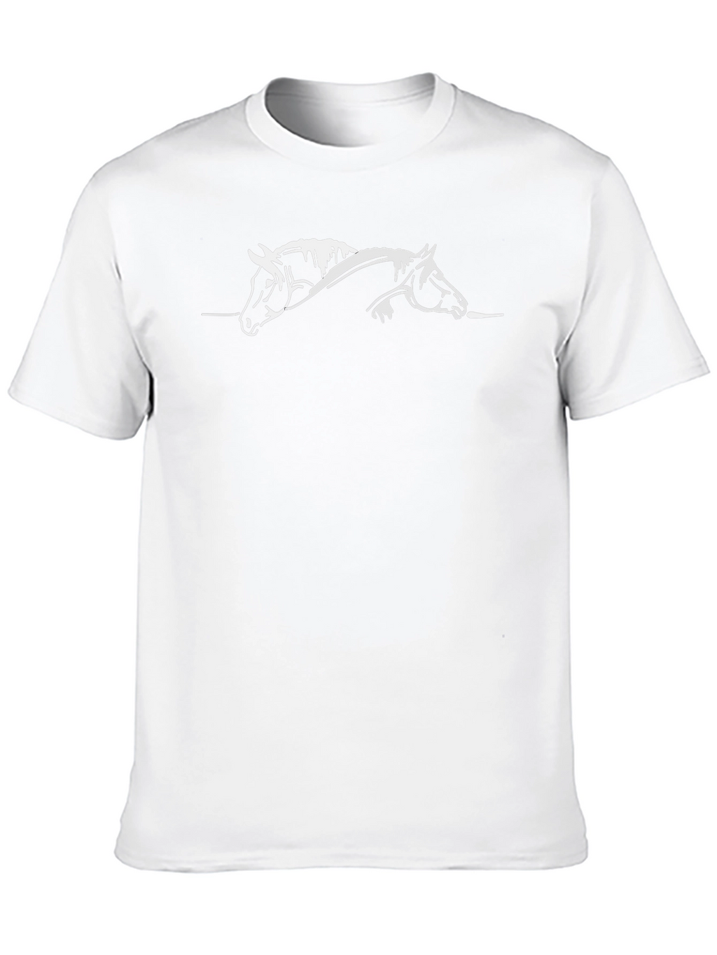 Black T-Shirt with White Horse Silhouette Design