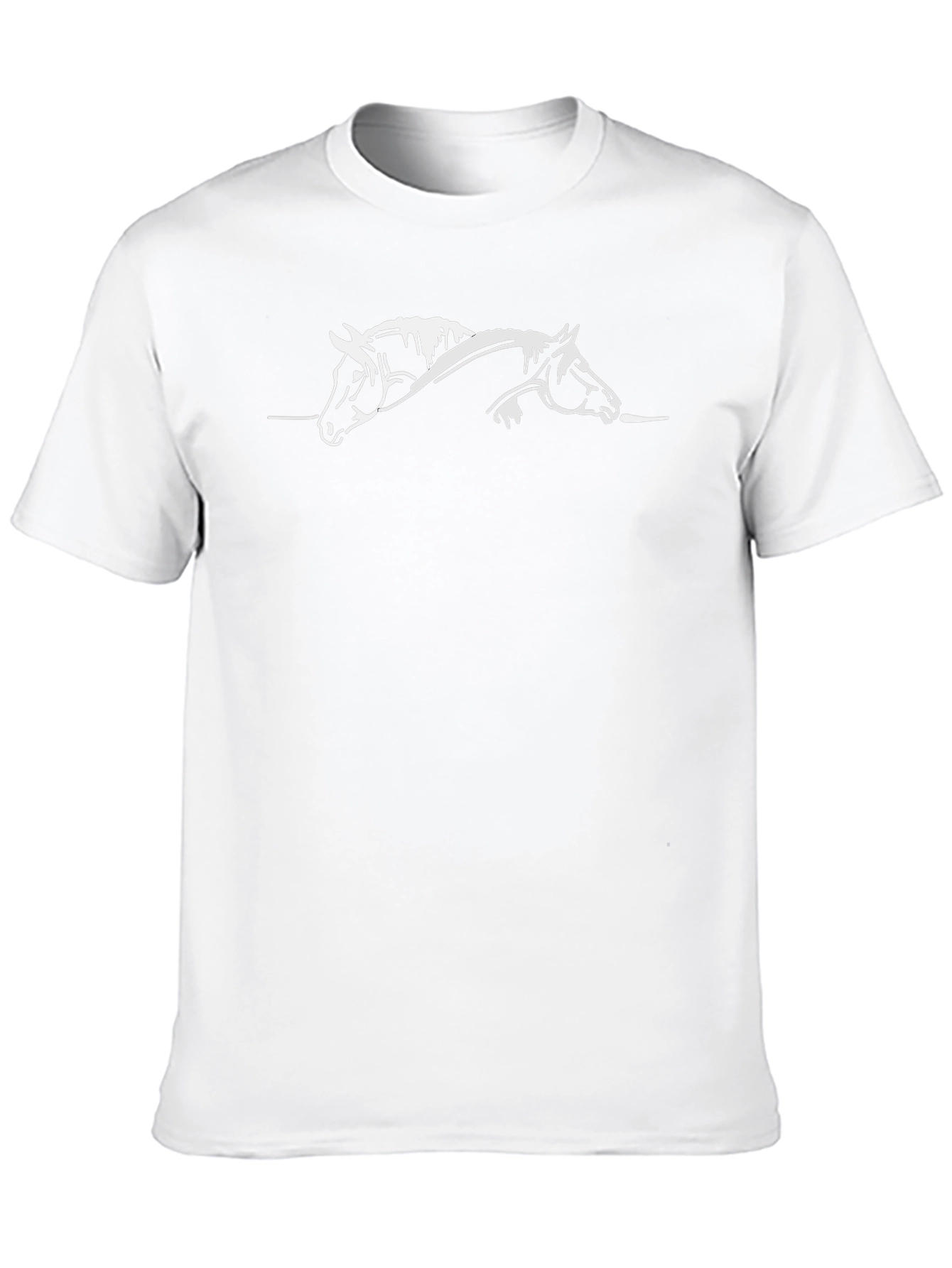Black T-Shirt with White Horse Silhouette Design