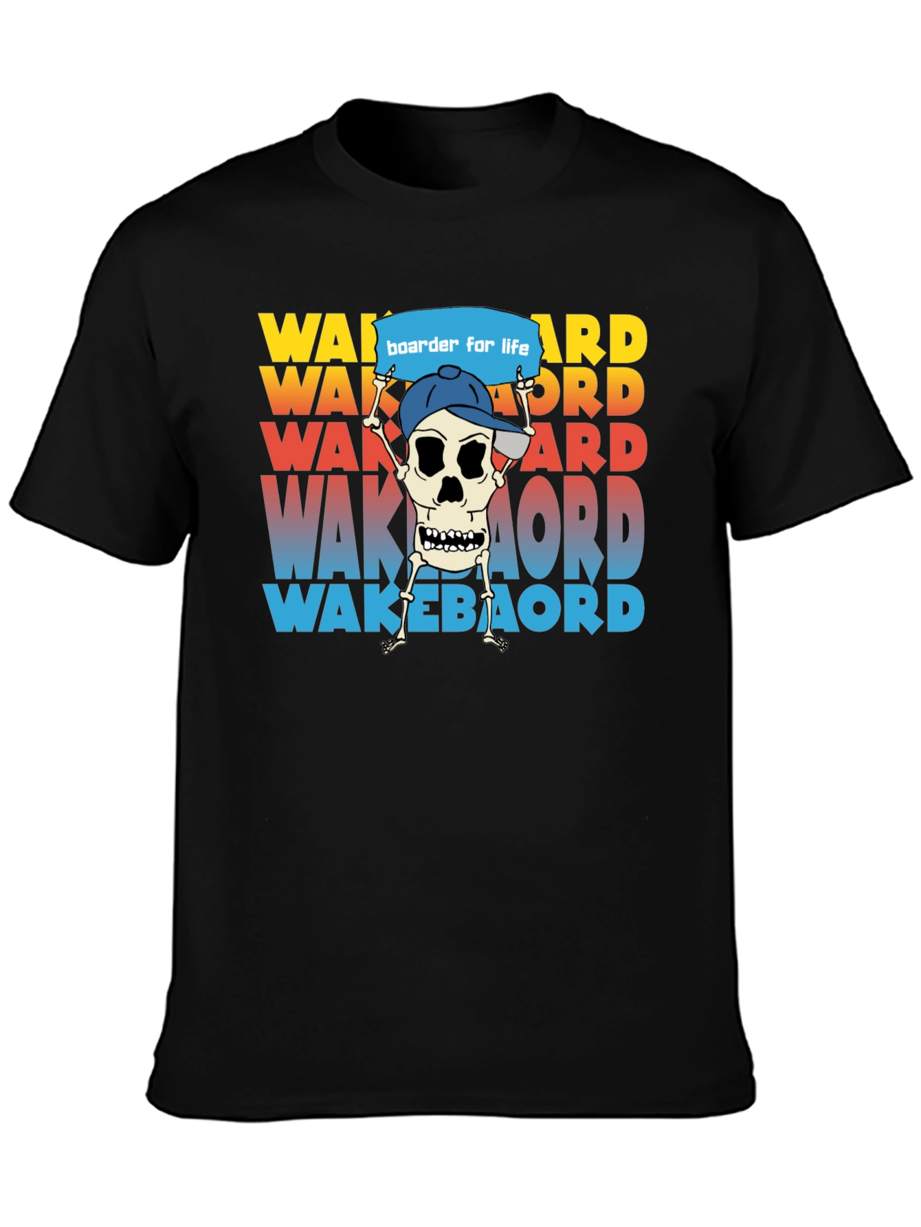 Wakeboarder Skeleton Graphic Tee - Cool Watersport Shirt