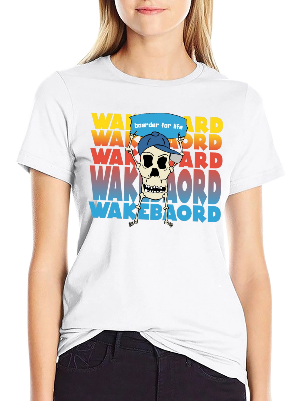 Wakeboarder Skeleton Graphic Tee - Cool Watersport Shirt