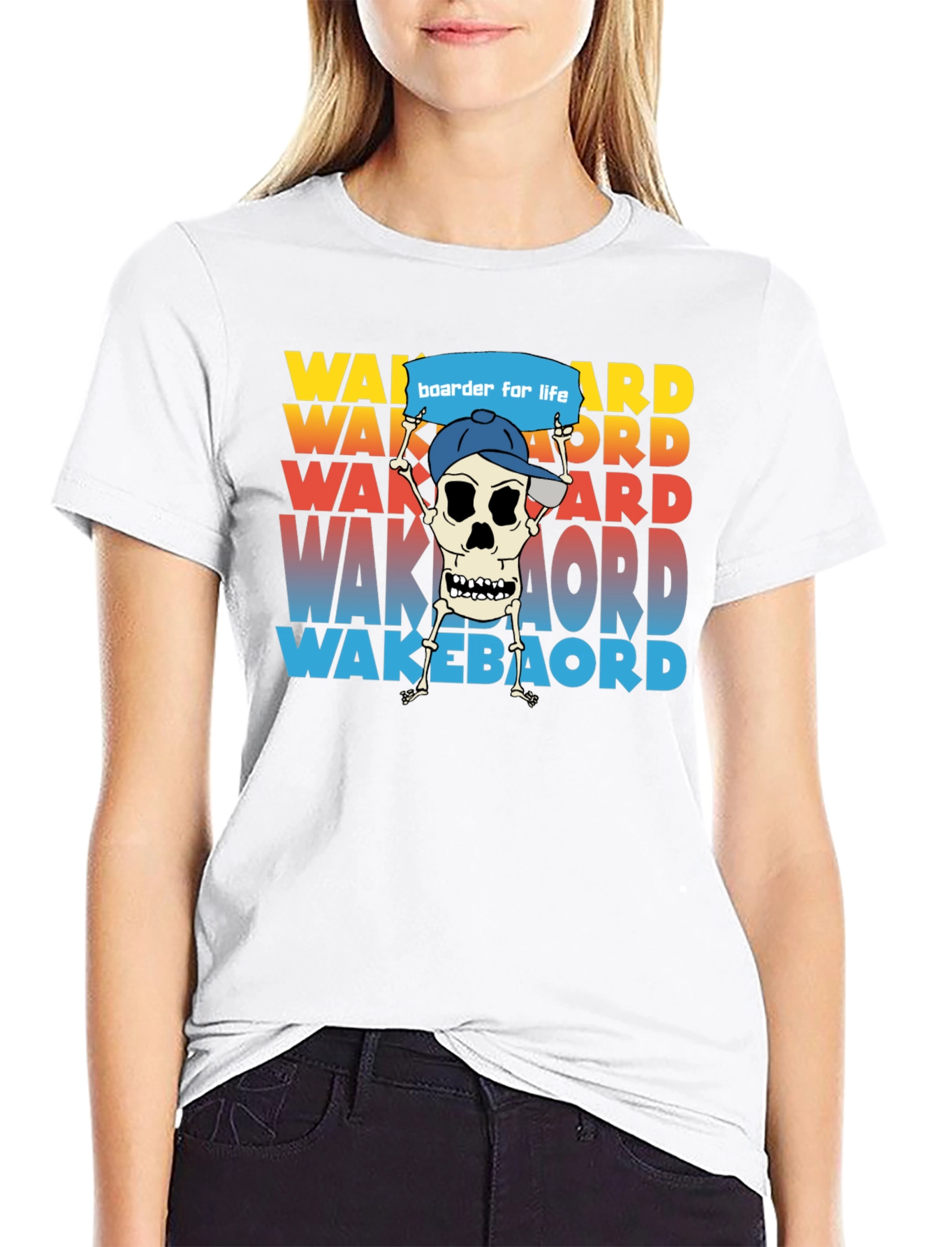 Wakeboarder Skeleton Graphic Tee - Cool Watersport Shirt