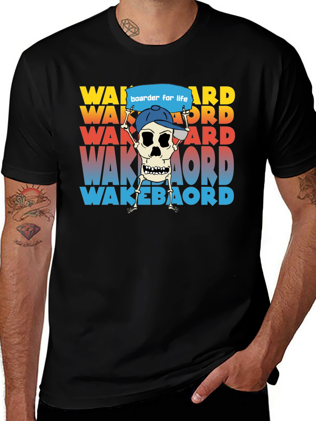 Wakeboarder Skeleton Graphic Tee - Cool Watersport Shirt