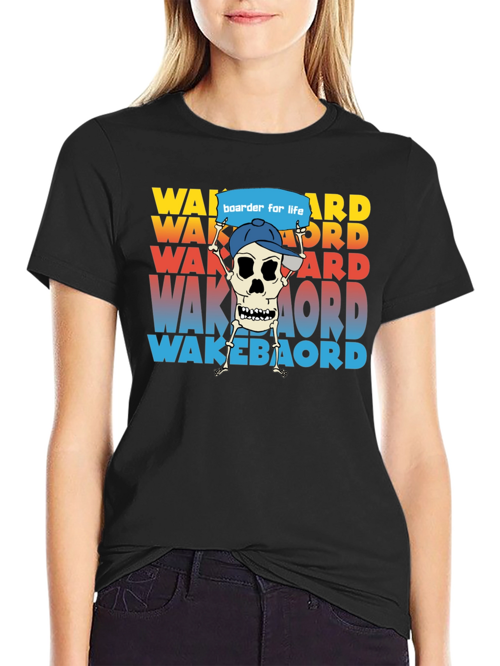 Wakeboarder Skeleton Graphic Tee - Cool Watersport Shirt