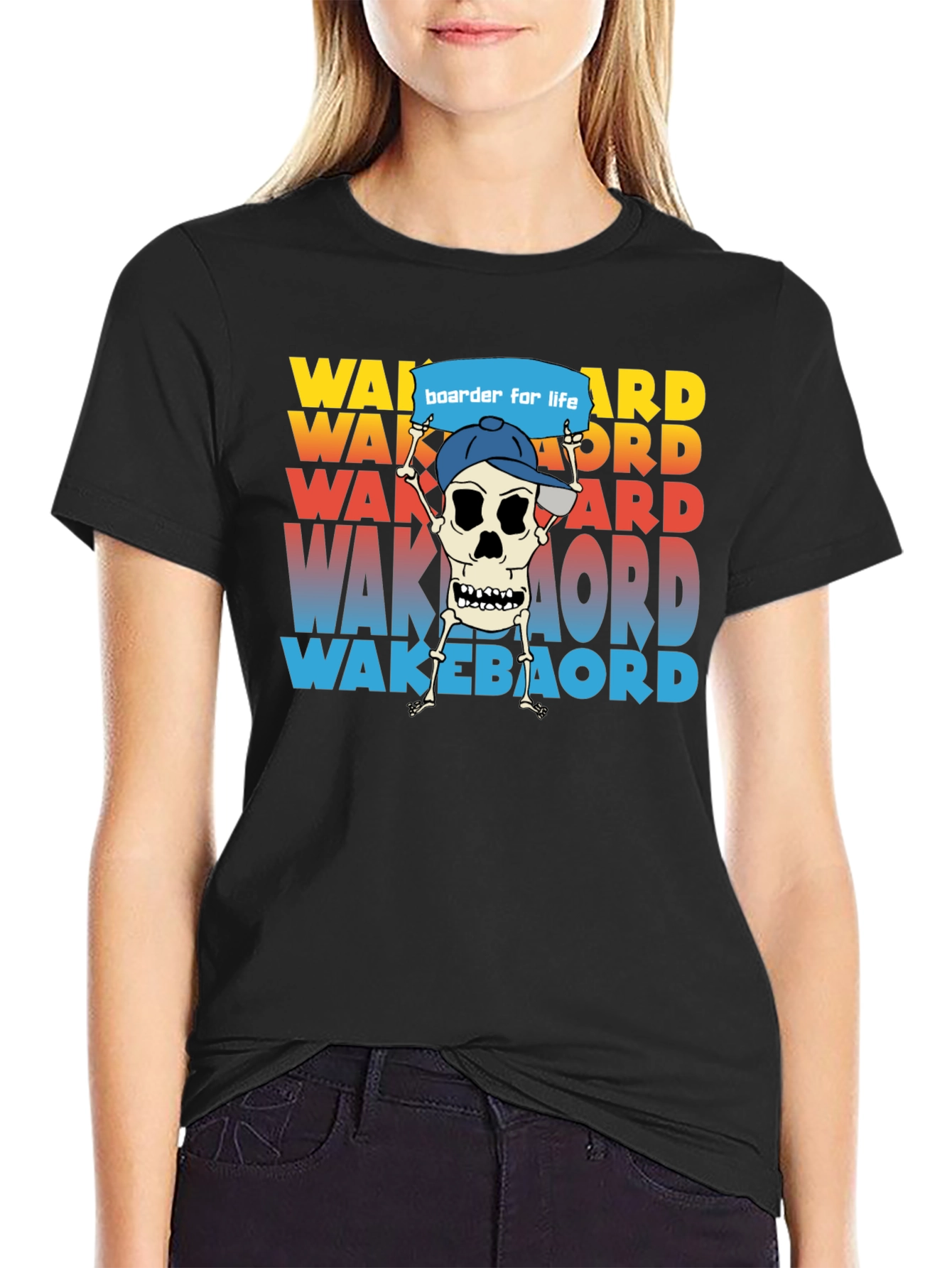 Wakeboarder Skeleton Graphic Tee - Cool Watersport Shirt
