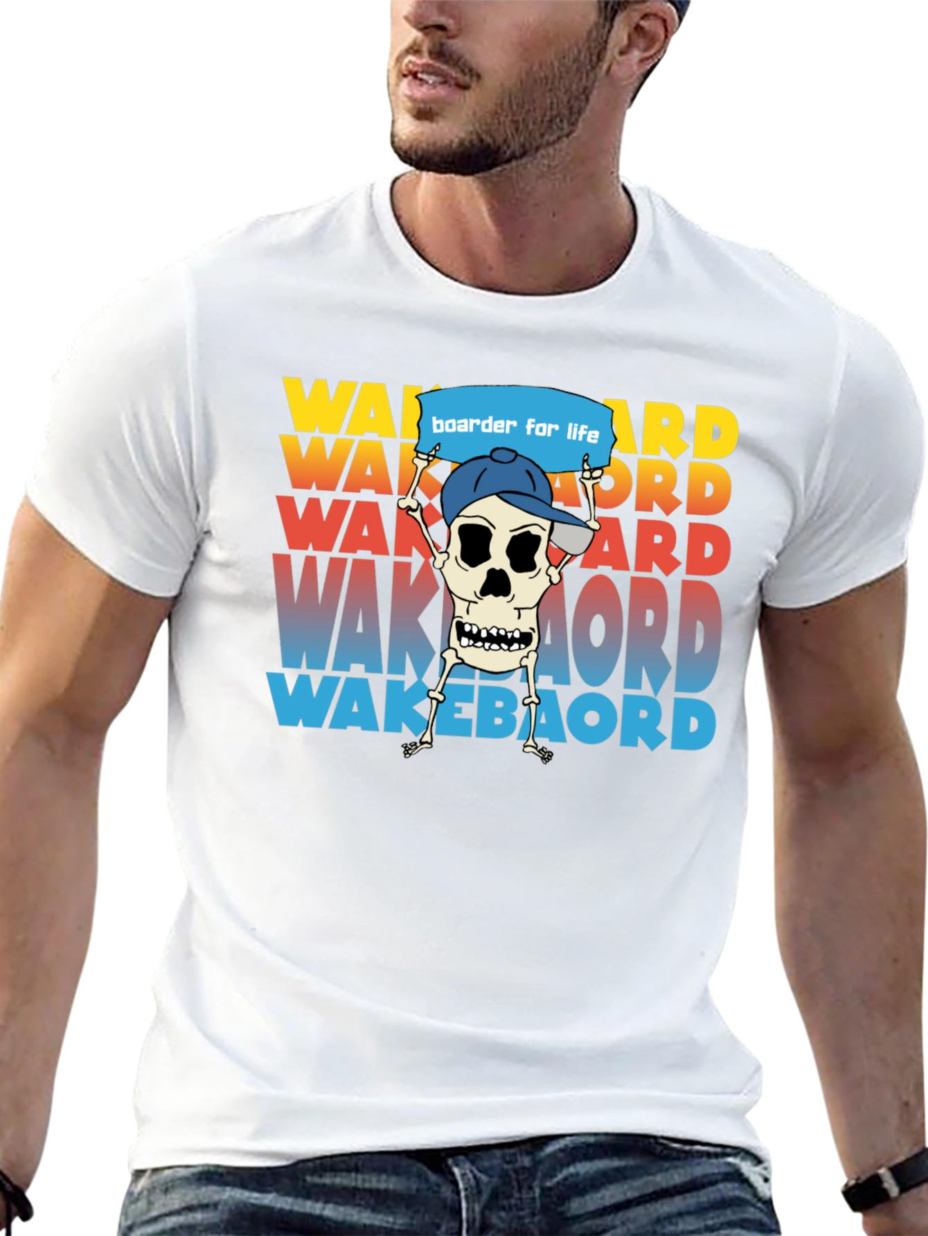 Wakeboarder Skeleton Graphic Tee - Cool Watersport Shirt